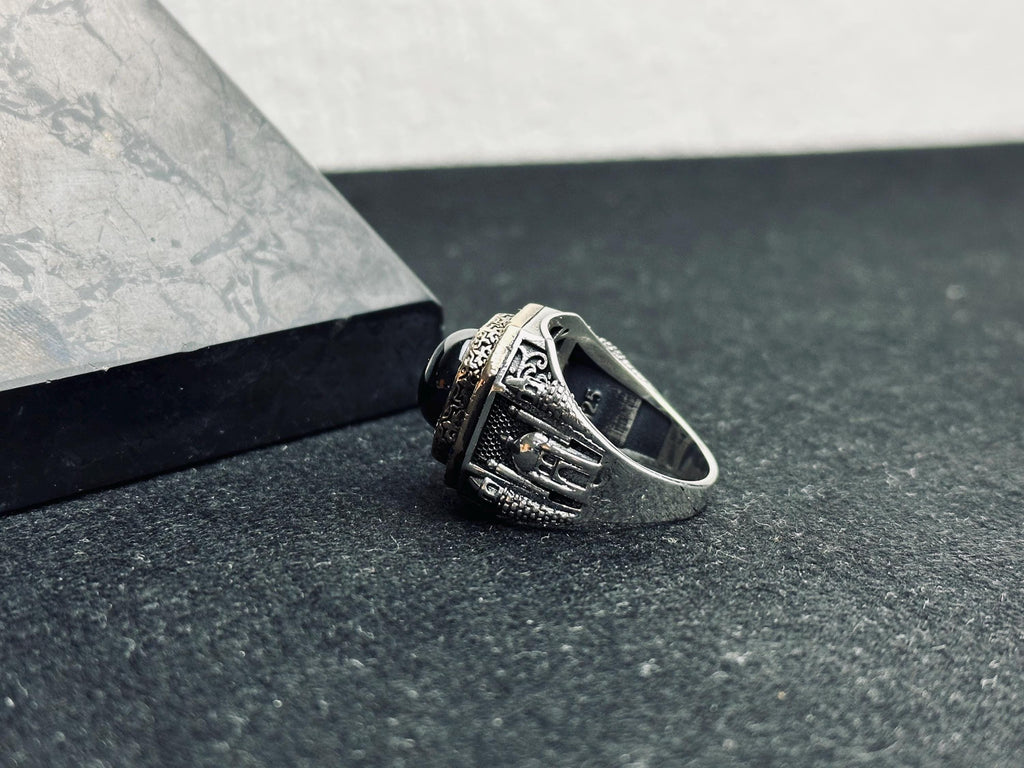 Onyx Statement Ring: Turkish Handmade Sterling Silver (Men's Size)