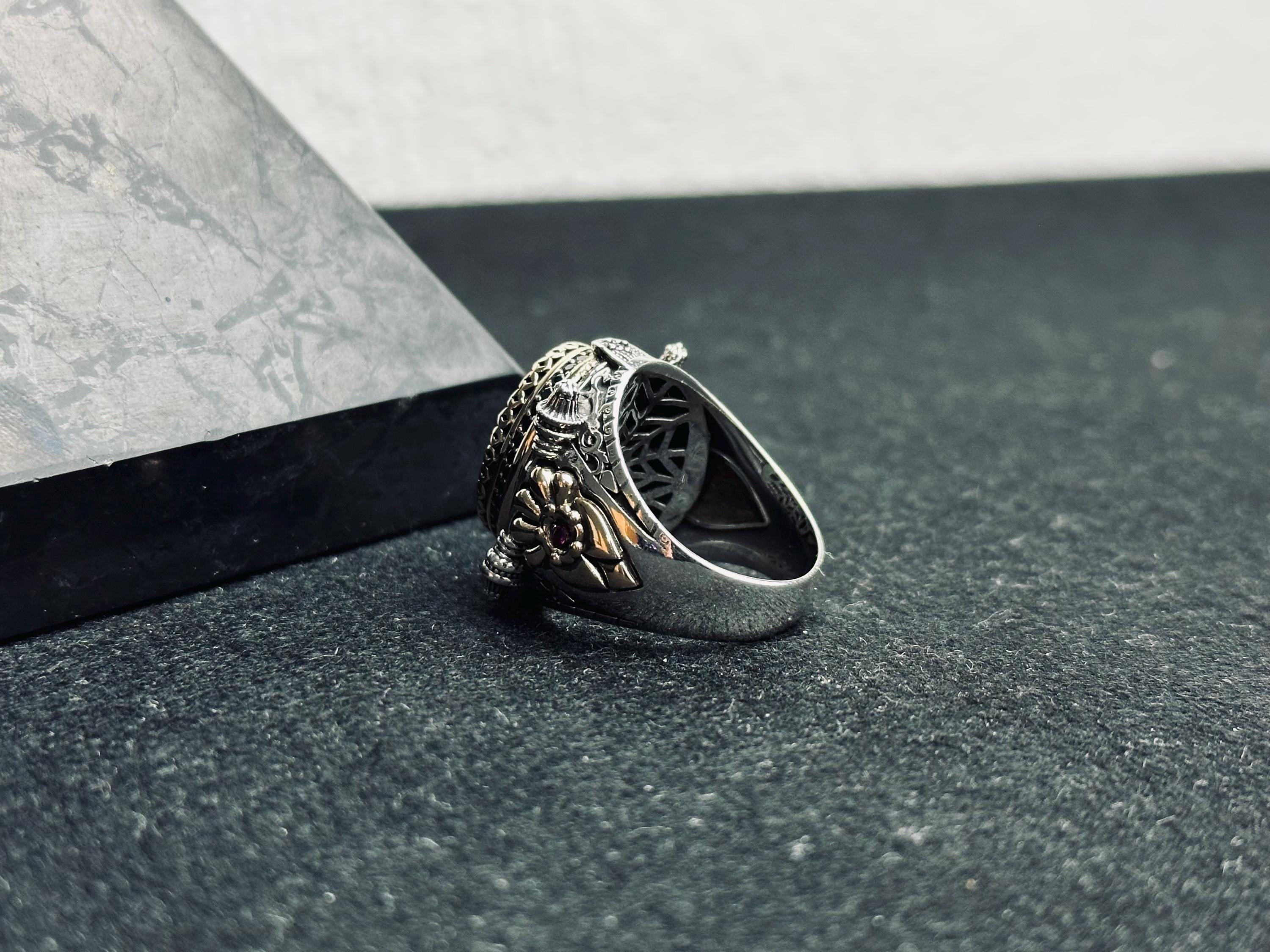 Men's Ruby Ring: Handmade Sterling Silver - Oval Statement Style