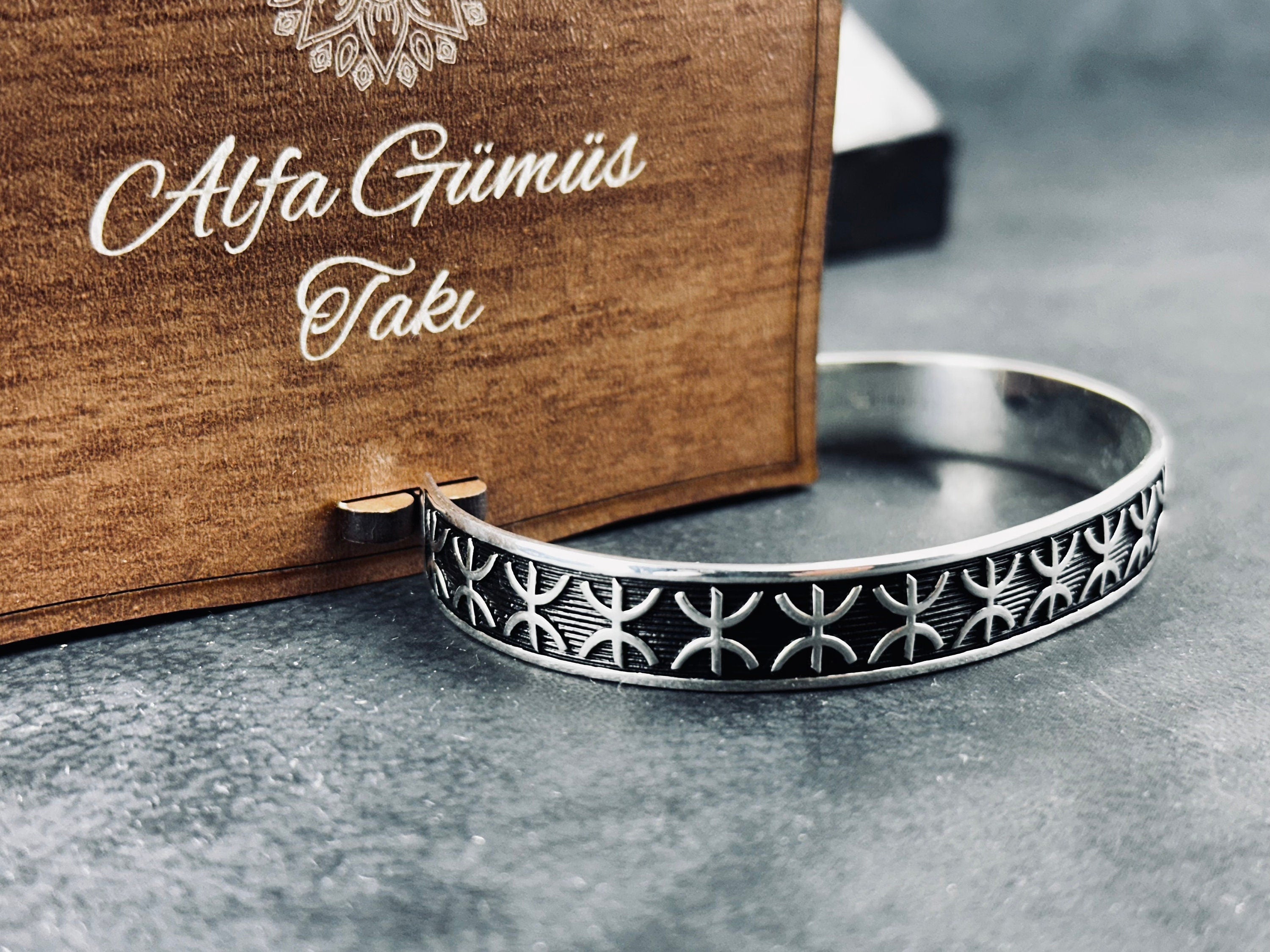 Sterling Silver Cuff Bracelet: Embroidered Pattern - Unisex Adjustable