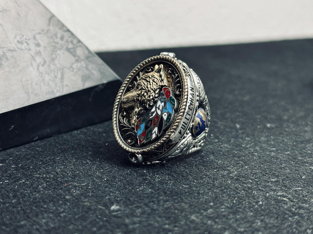 Wolf Head Ring, 925 Sterling Silver, Handmade Patriotic Jewelry