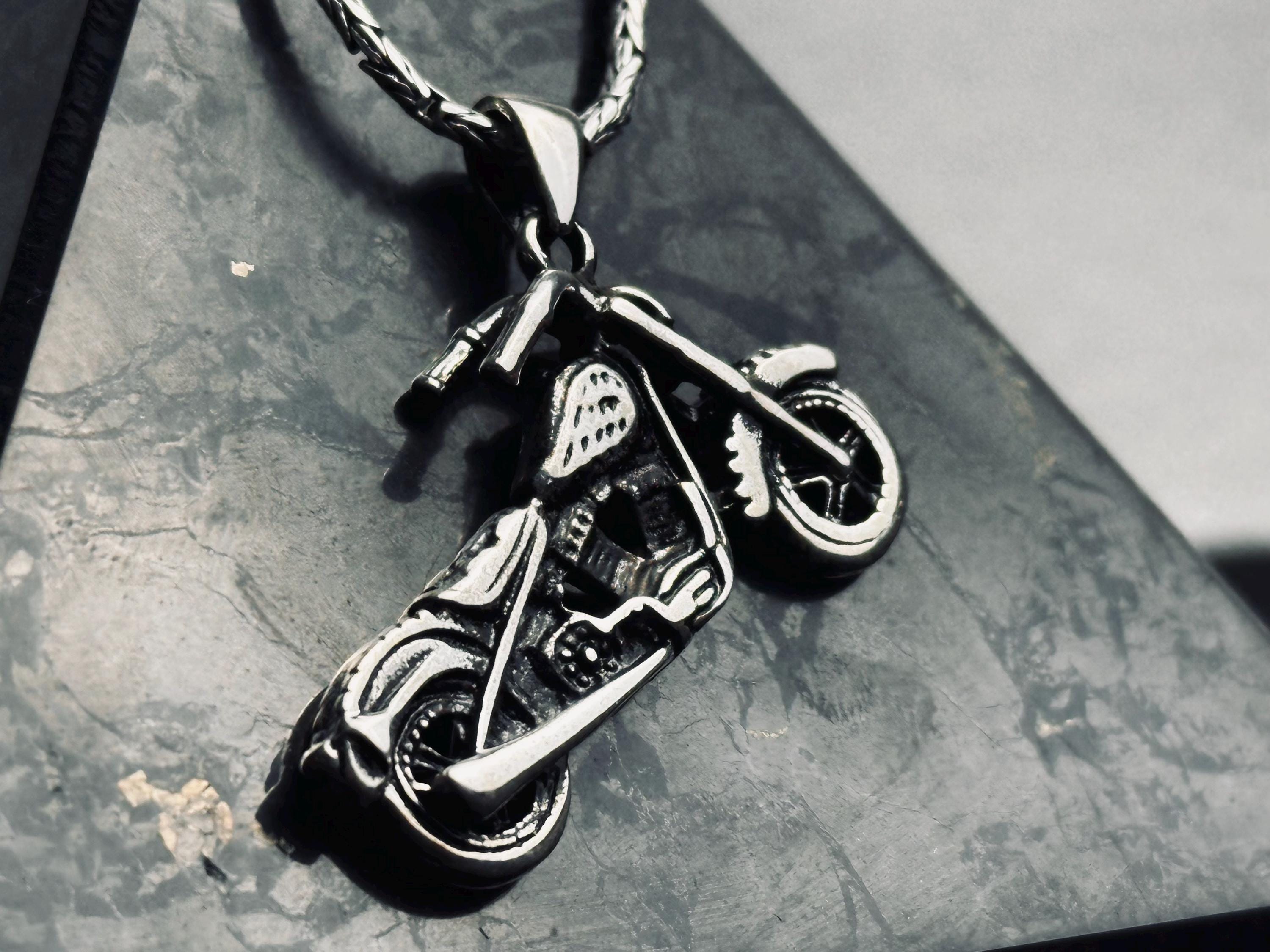 Motorcycle Necklace: Sterling Silver Infinity Pendant - Biker Jewelry