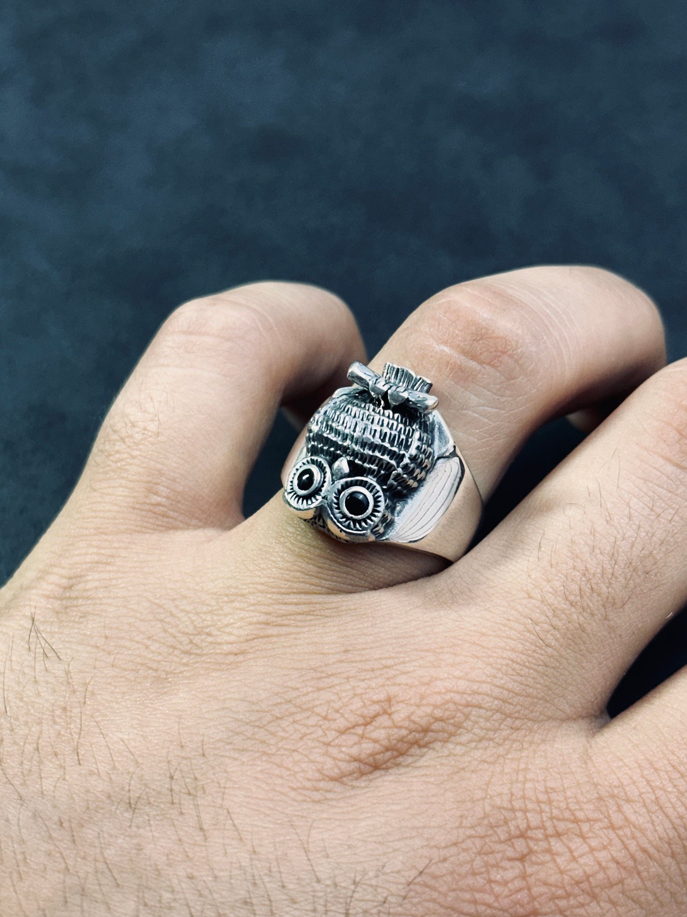 Sterling Silver Owl Ring: Handmade Personalized Animal Jewelry