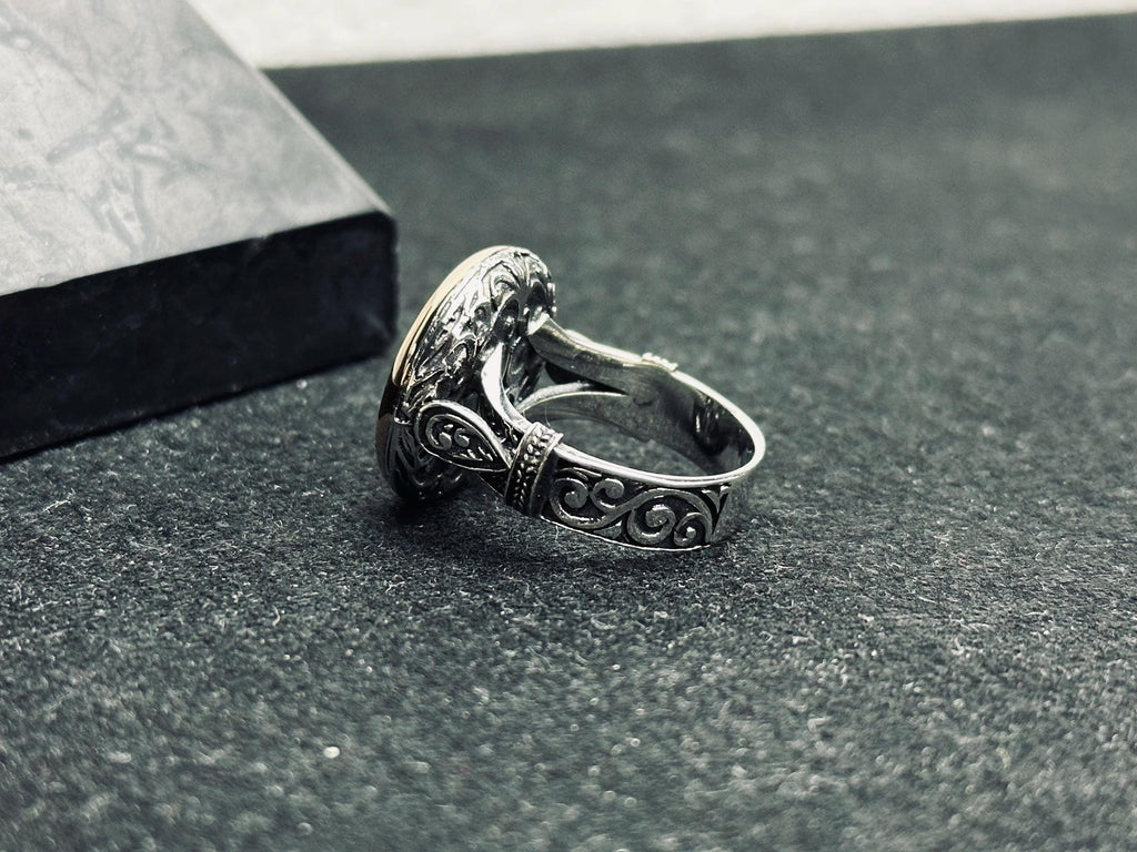 Sterling Silver Ring: Arabic Calligraphy Design - Handmade Unisex Jewelry