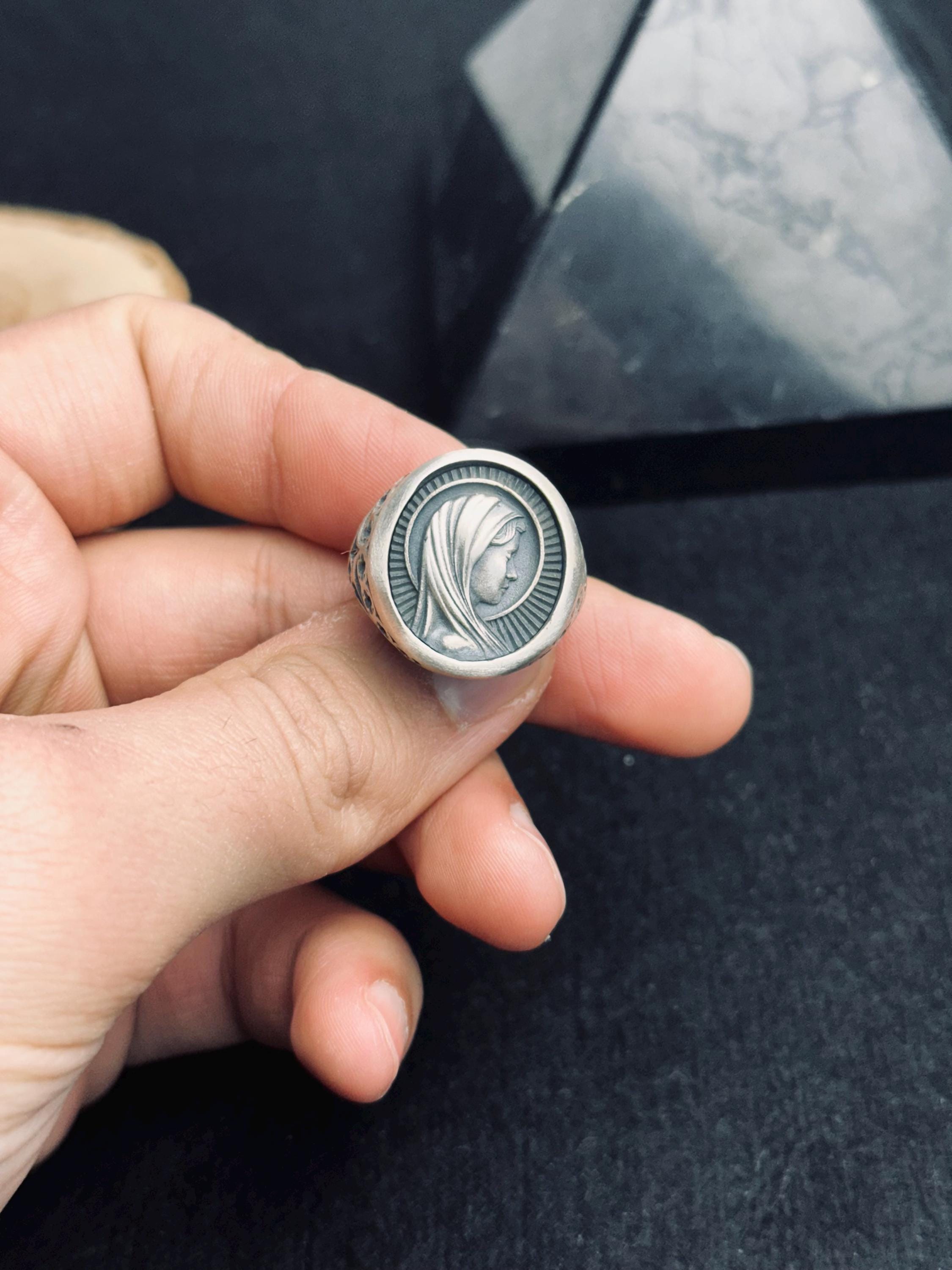 Virgin Mary Sterling Silver Ring - Miraculous Religious Jewelry