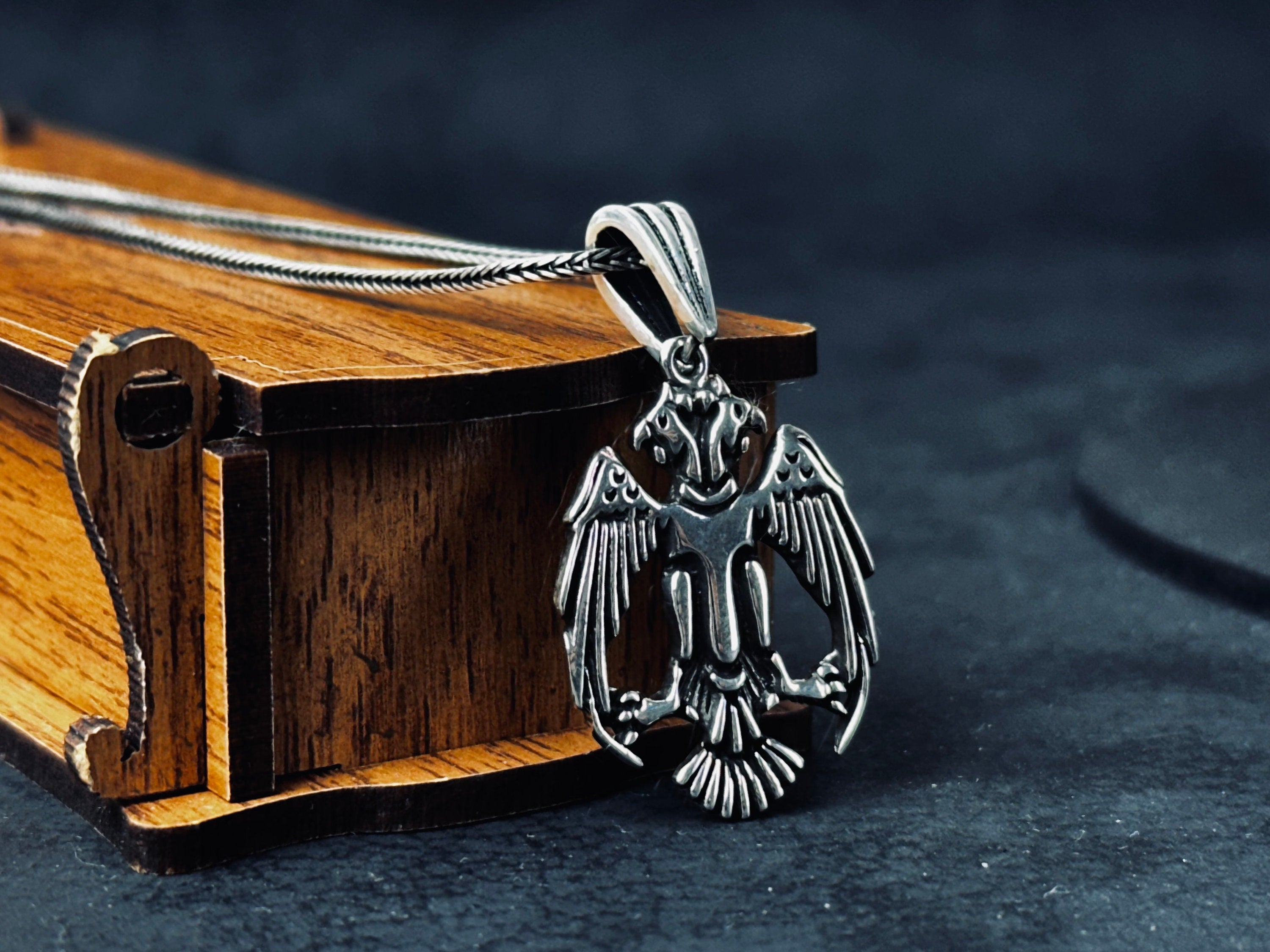 Silver Eagle Necklace: Seljuk Double Headed Pendant - Historical Design