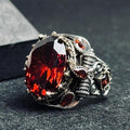Ruby Signet Ring: Sterling Silver Artisan Design - Zircon Detail
