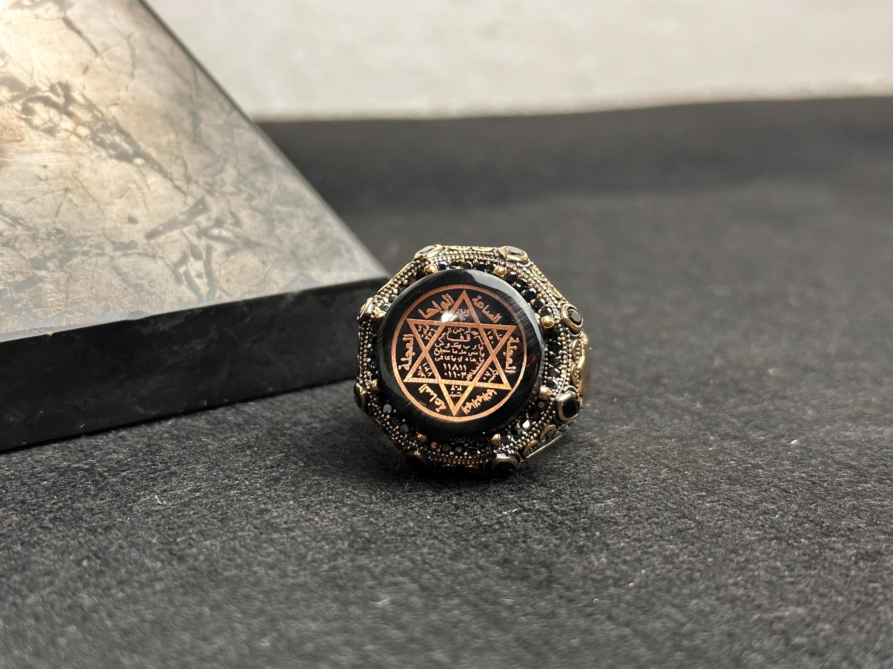 Sterling Silver Seal of Solomon Ring: Handmade Ottoman Design
