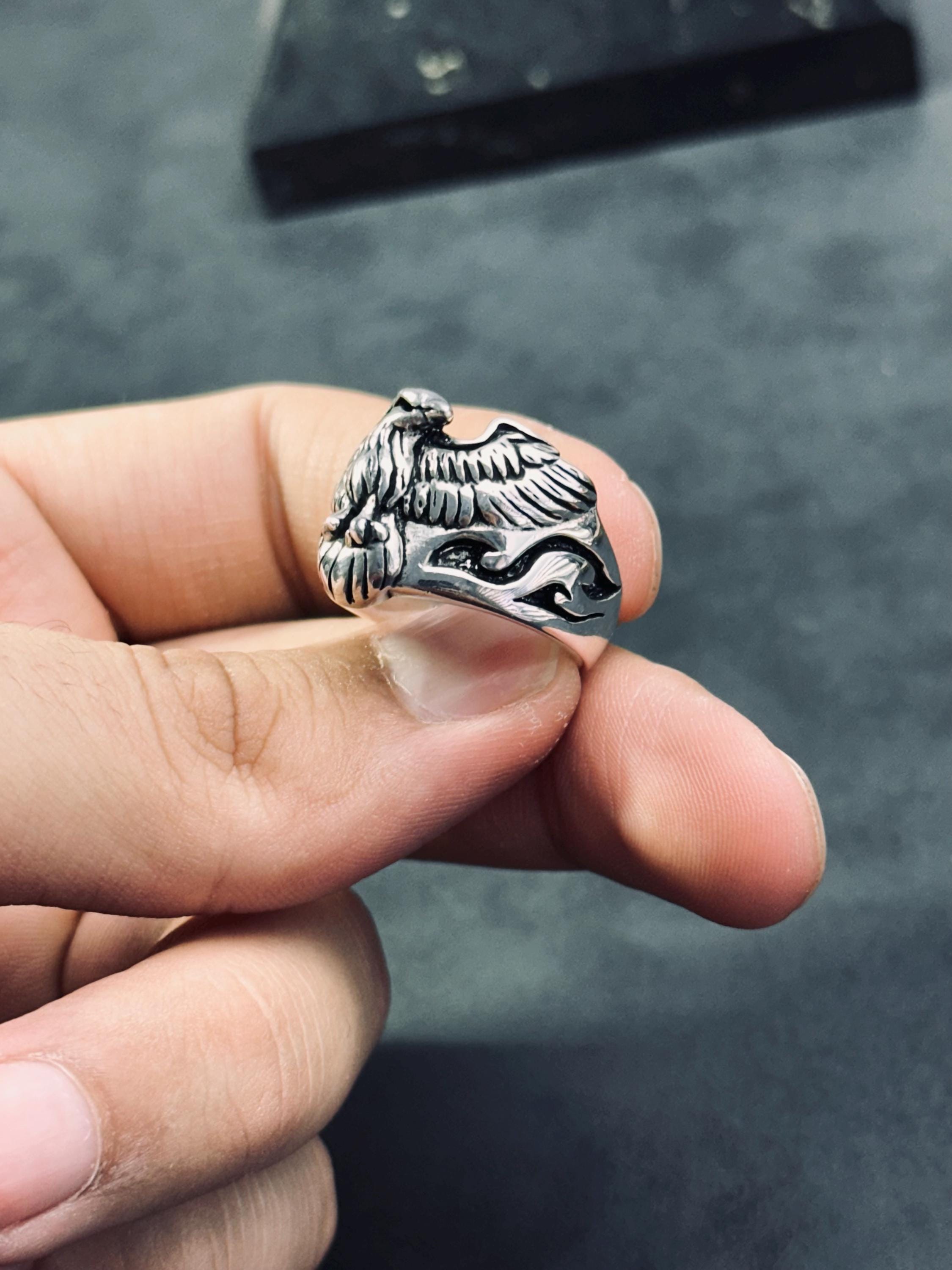 Gothic Sterling Silver Raven Ring, Crow Design (Unisex)
