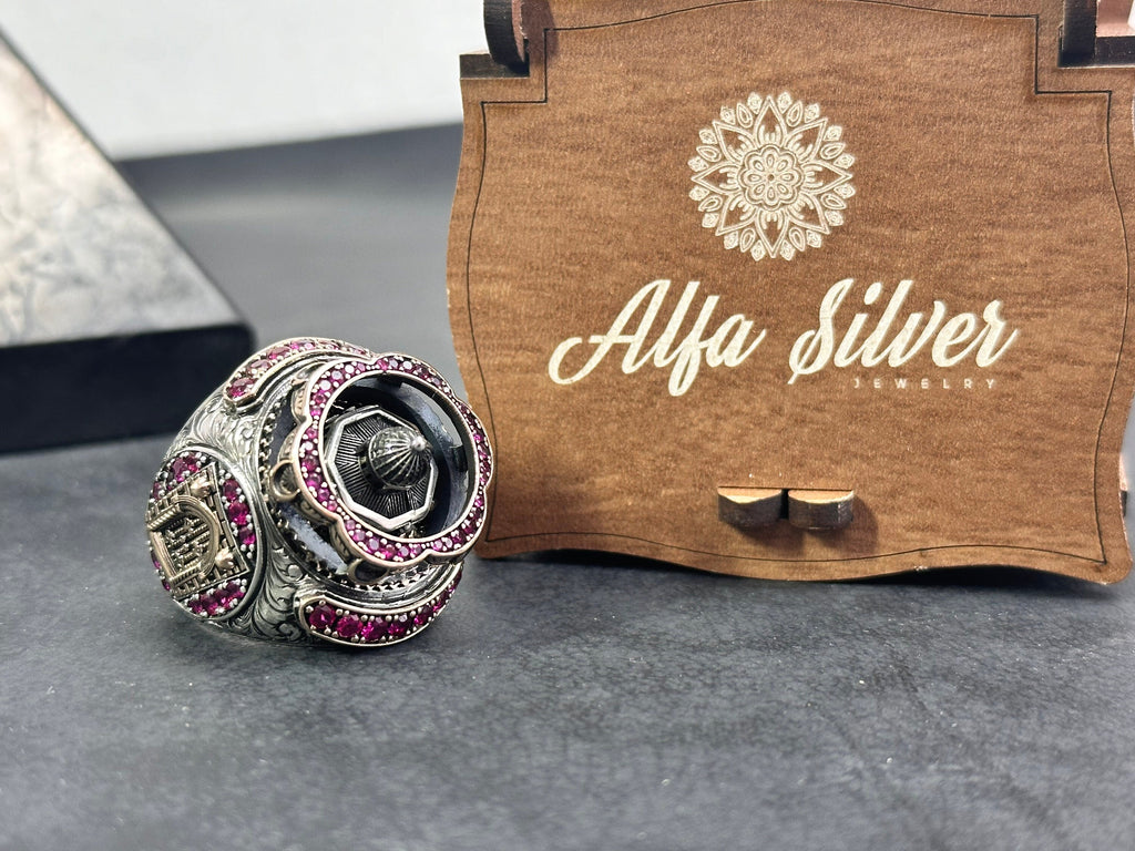 Islamic Sterling Silver Ring, Al Aqsa Masjid Oversized (Handmade)