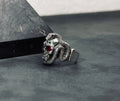Sterling Silver Skull Snake Ring - Gothic Biker Style Jewelry
