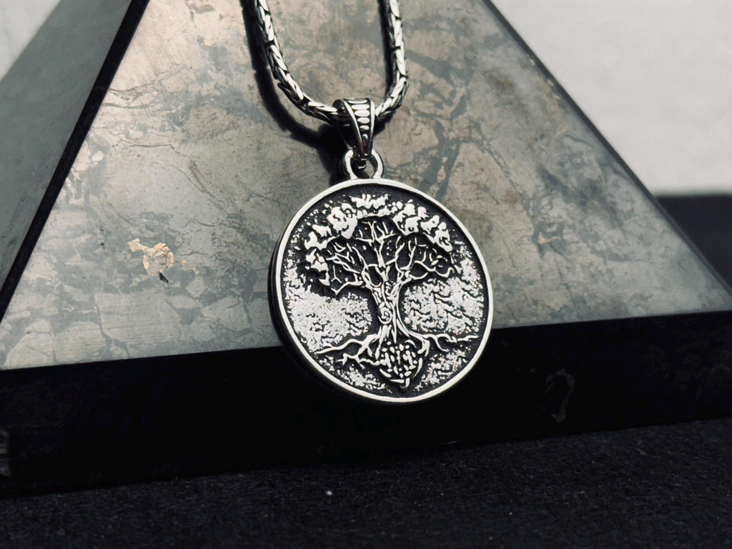 Yggdrasil Silver Necklace: Handmade Viking Tree of Life Pendant