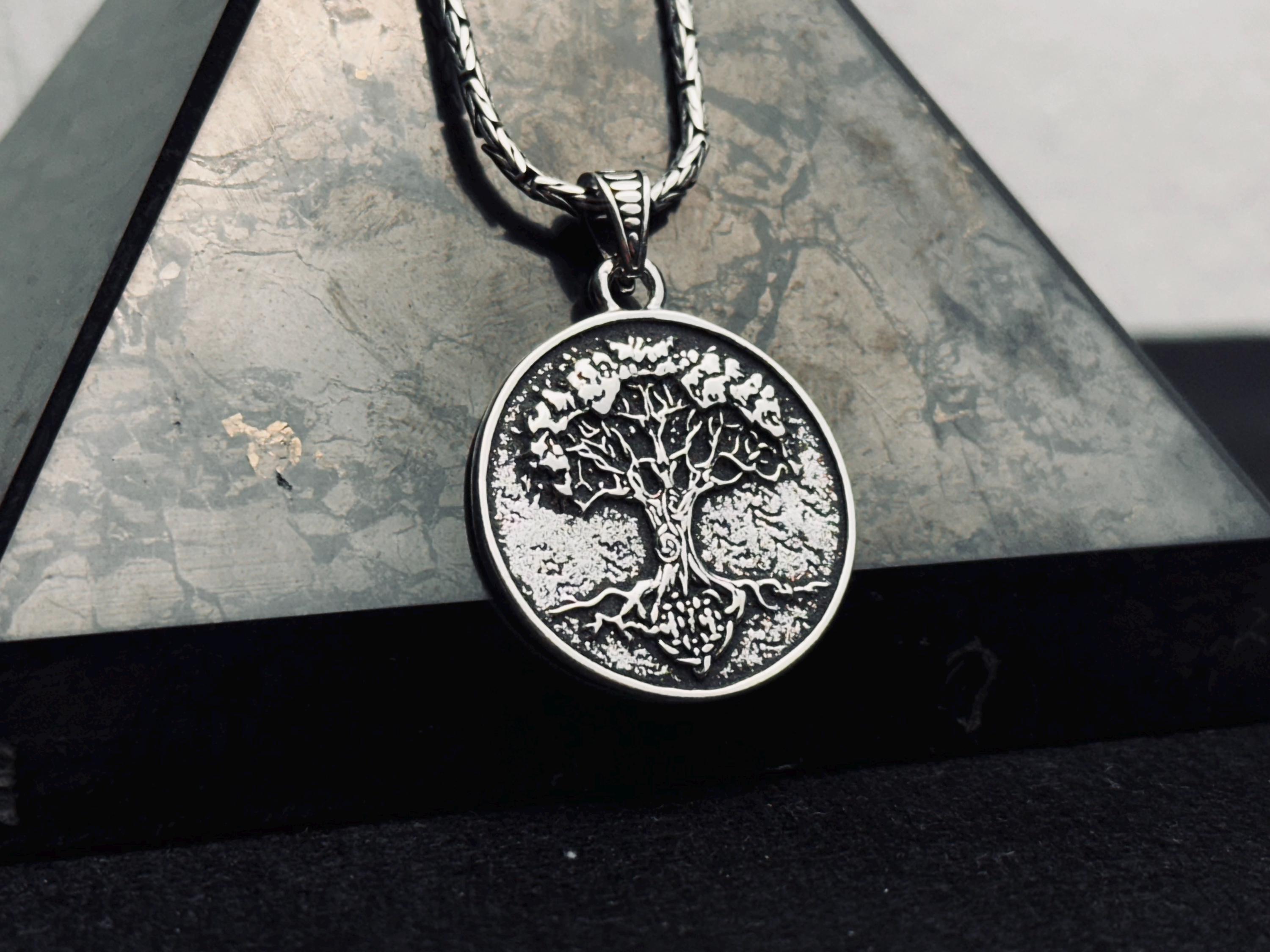 Yggdrasil Silver Necklace: Handmade Viking Tree of Life Pendant