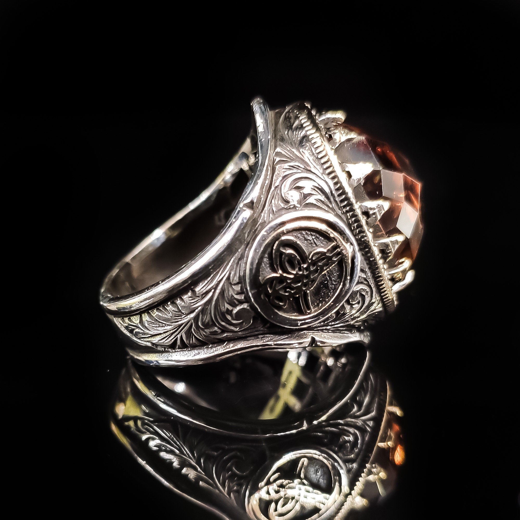 Sultanit Men's Ring - Handmade Sterling Silver, Color Change Stone