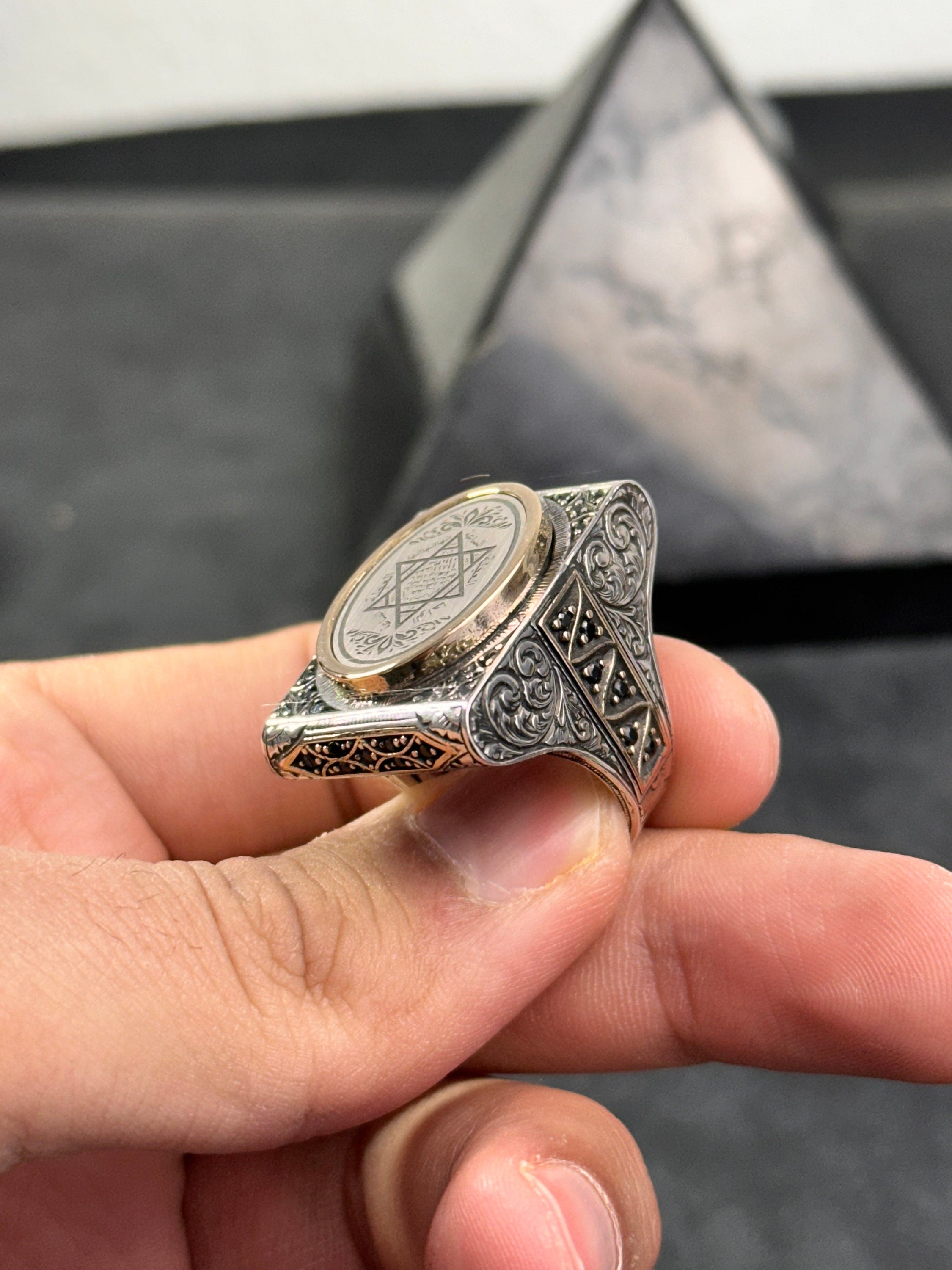 Solomon King Ring: Sterling Silver Jewish Star (Handmade Men's Signet)