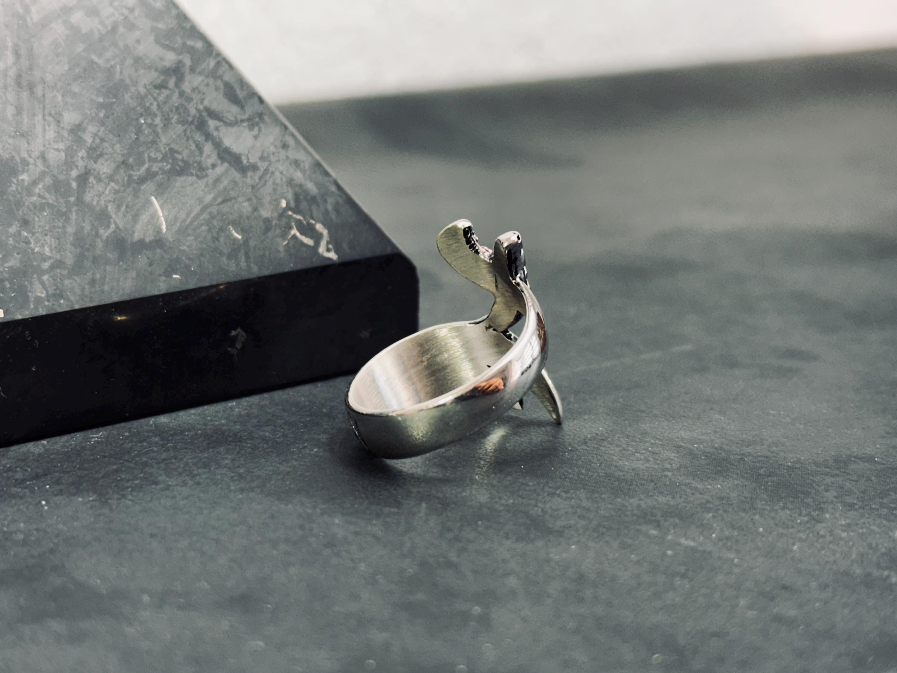 Arabic Calligraphy Sword Ring, Sterling Silver (Adjustable Thumb Band)