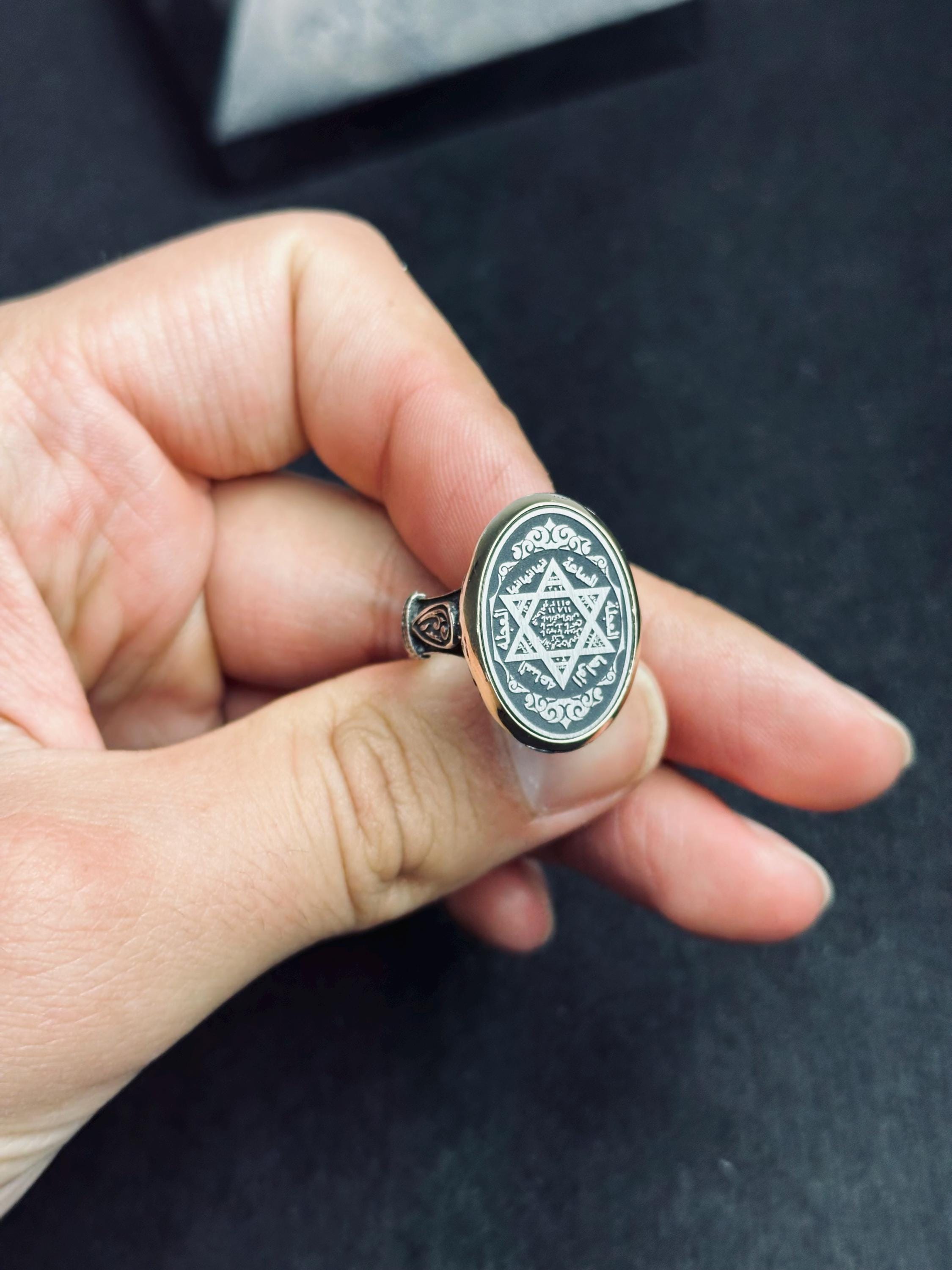 Sterling Silver Seal of Solomon Ring - Elegant Hexagram Signet