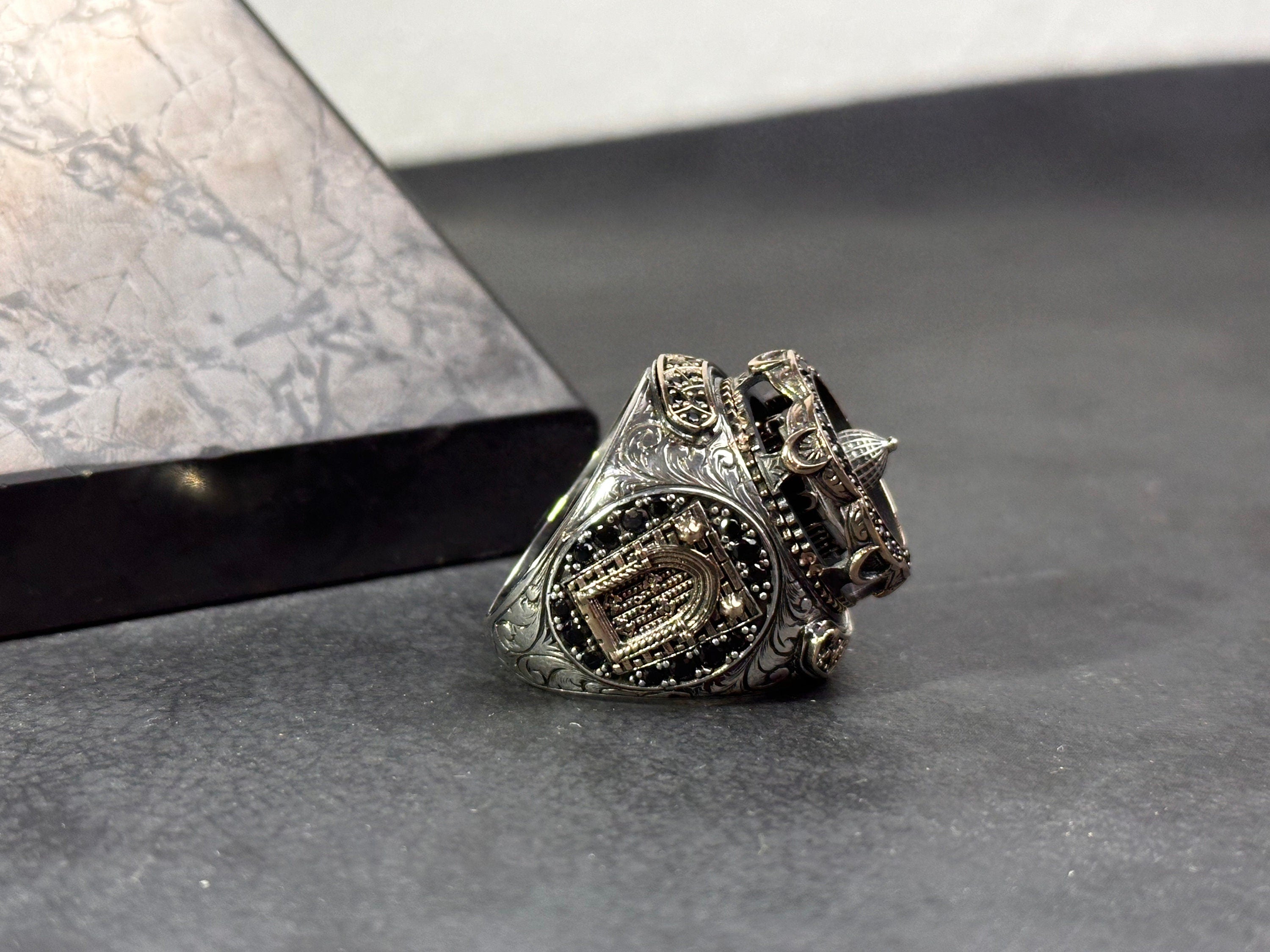 Islamic Sterling Silver Ring, Masjid Al Aqsa Oversized (Handmade)