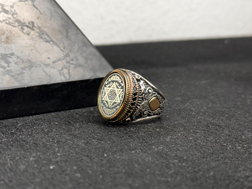 Solomon Seal Ring: Handmade Oxidized Sterling Silver