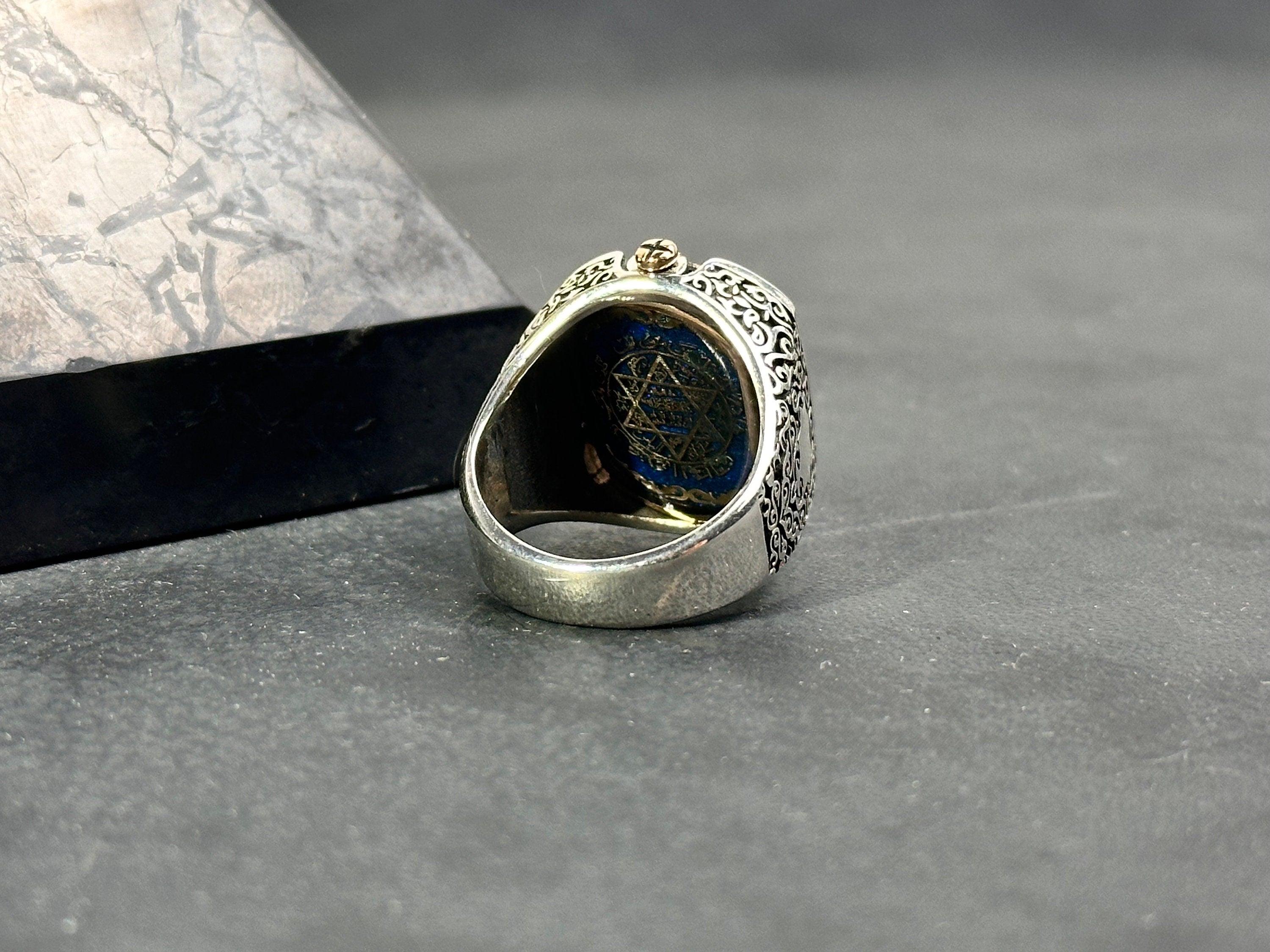 Changeable Sterling Silver Ring: Onyx and Star of David (Men's Size)