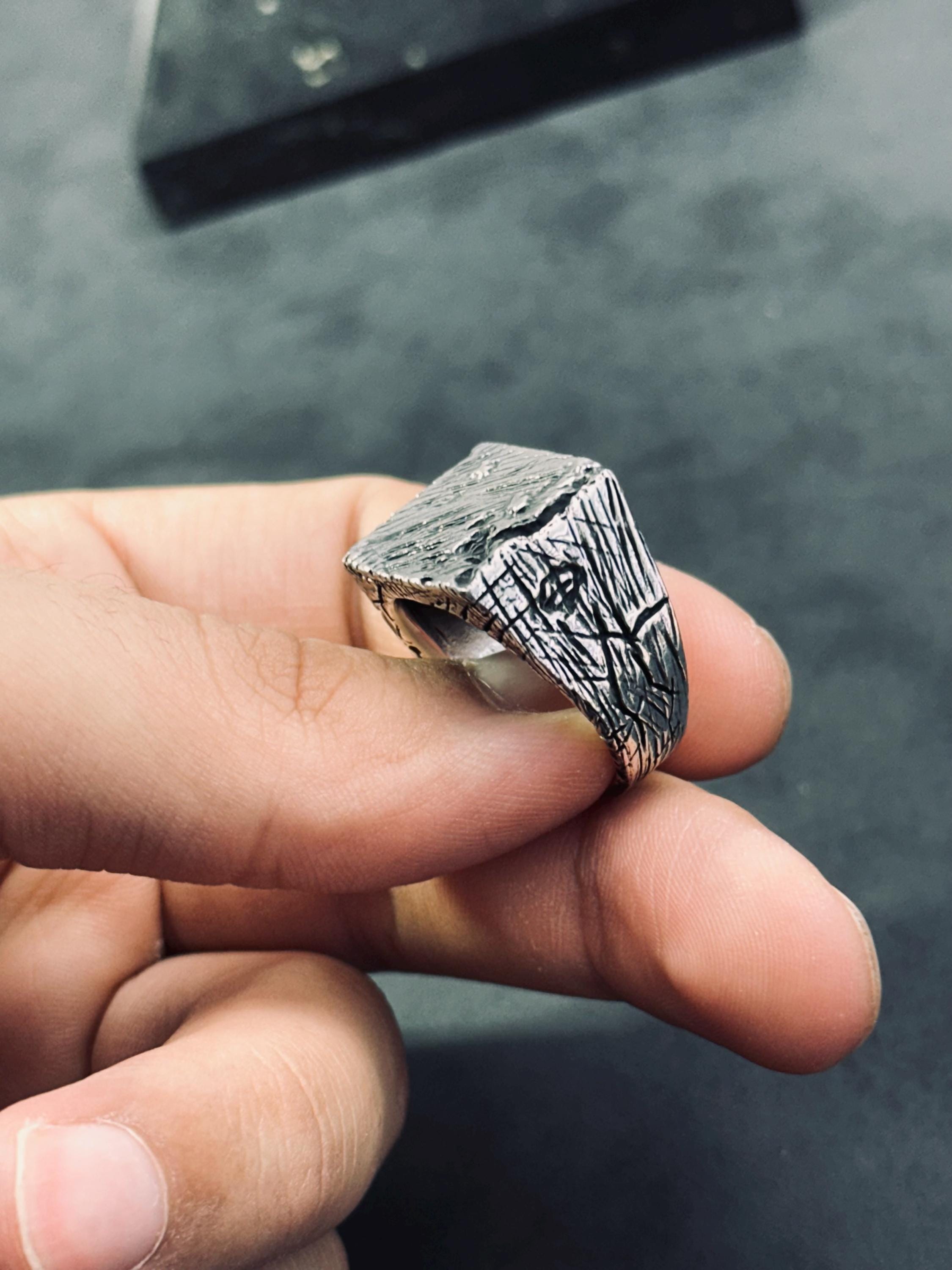 Bark Band Ring: Rustic Tree Texture (Sterling Silver)