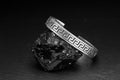 Engraved Silver Cuff Bracelet: Greek Key Pattern (Sterling, Handmade)