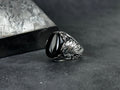 Silver Onyx Lion Ring - Handmade Sterling Statement Jewelry
