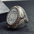 Silver Men's Ring - Handmade Oval with Arabic Surah Engraving