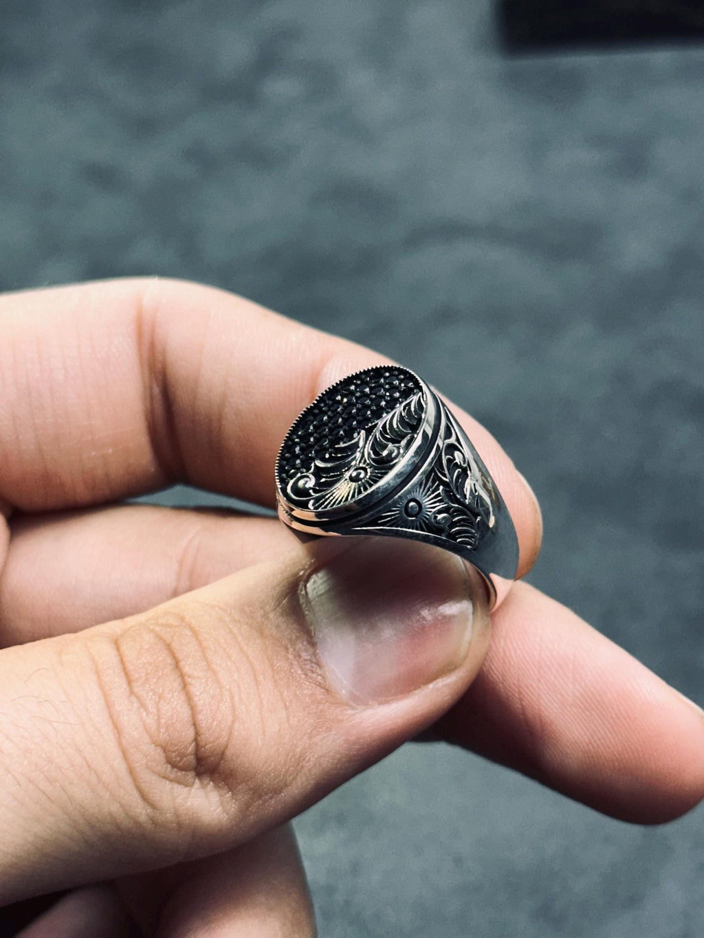 Sun Ring: Sterling Silver with Tree of Life Engraving - Celestial Design