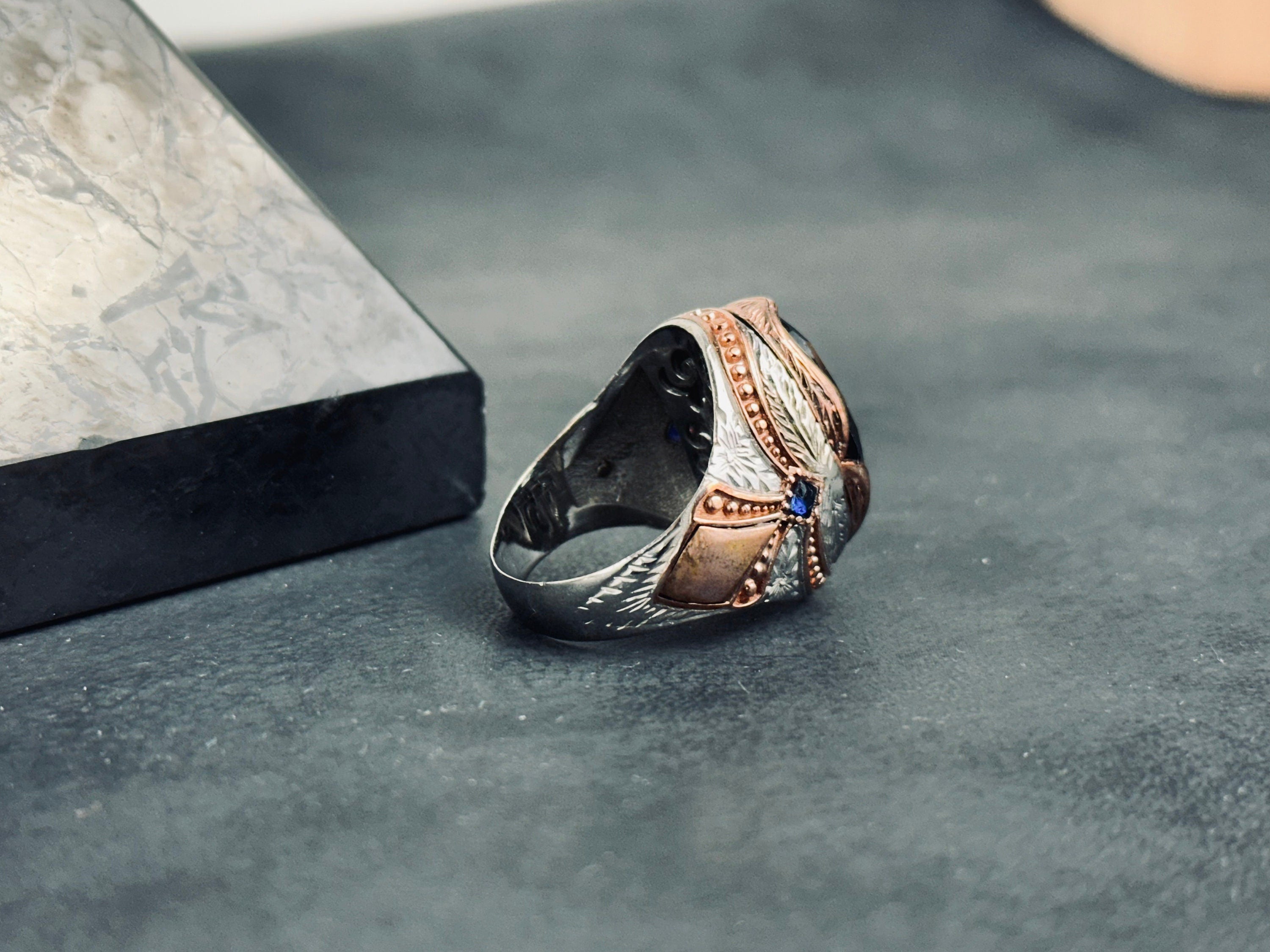 Sterling Silver Ring: Royal Blue Zirconium Stone (Handcrafted)