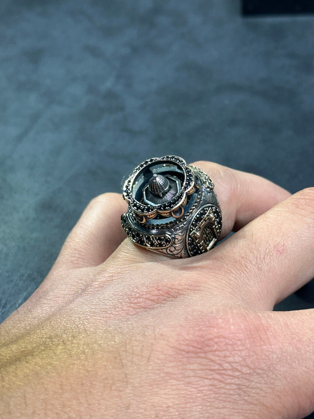 Islamic Sterling Silver Ring, Masjid Al Aqsa Oversized (Handmade)