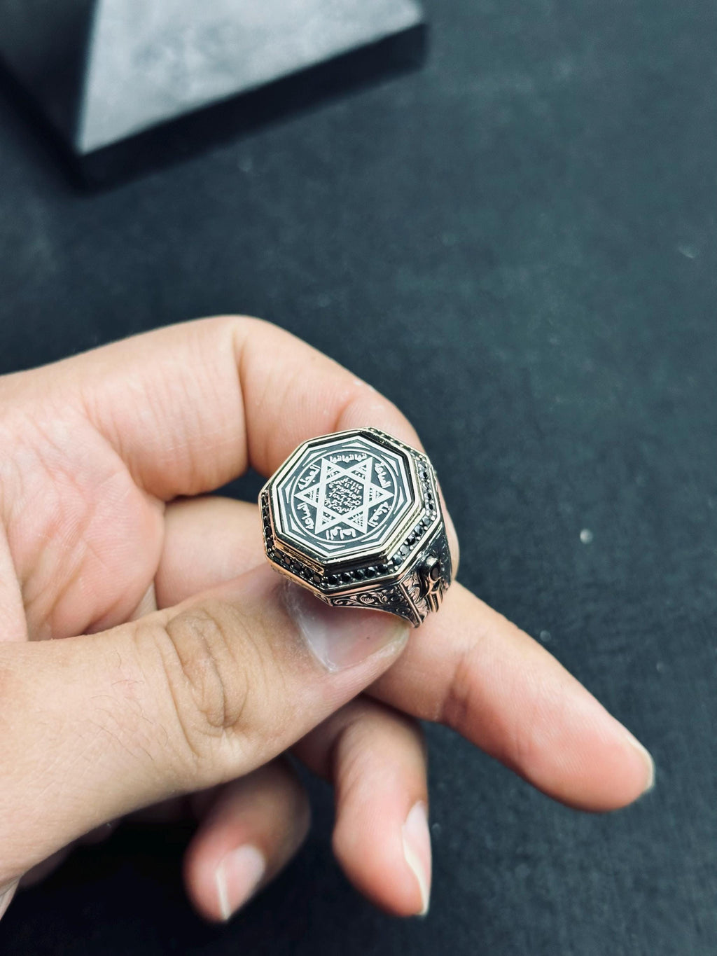 Solomon Seal Ring: Handmade Sterling Silver Octagon Statement