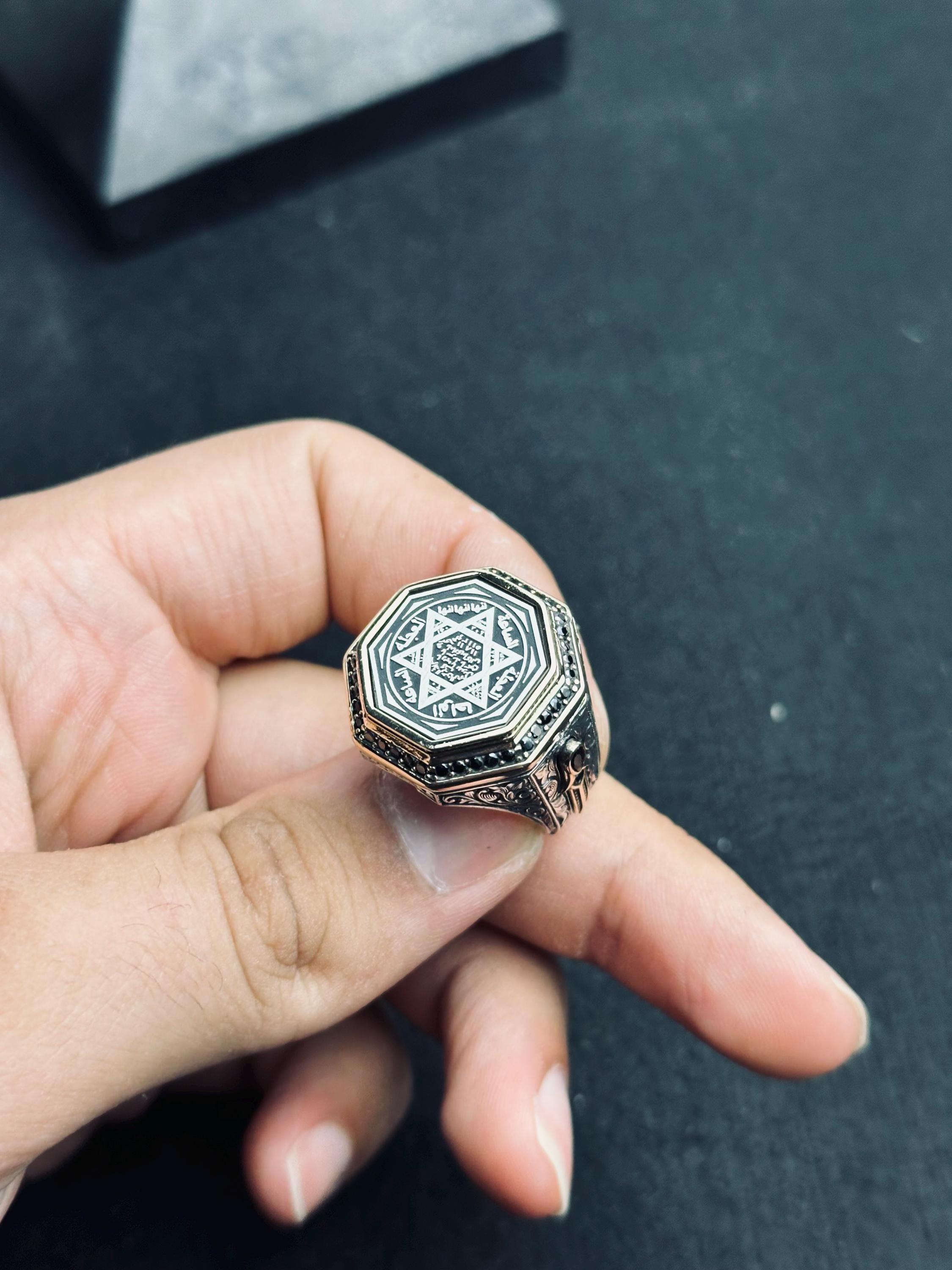Solomon Seal Ring: Handmade Sterling Silver Octagon Statement