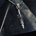 Silver Skull Sword Necklace - Mystic Gothic Gemstone Pendant