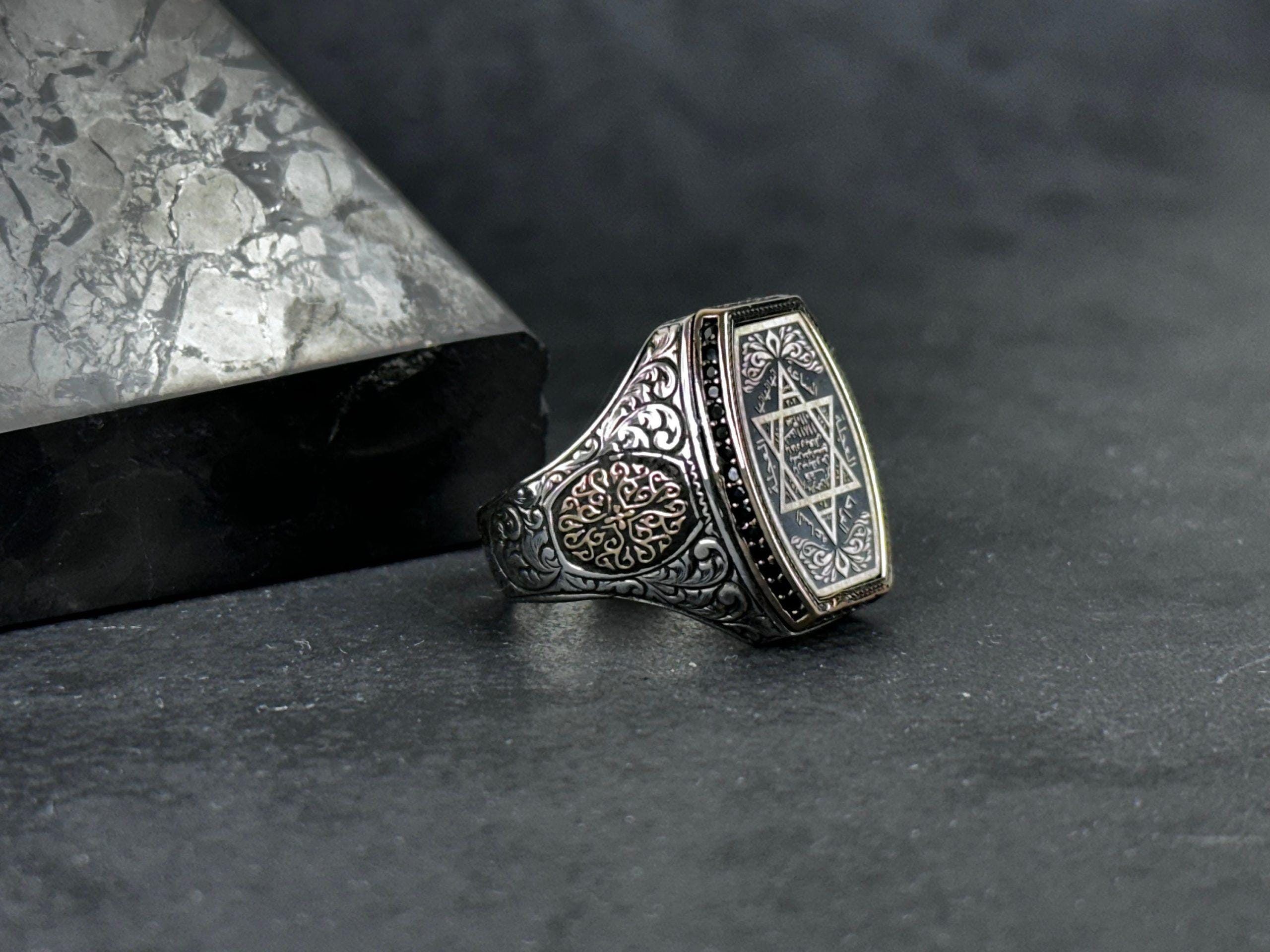 Sterling Silver Solomon's Seal Ring - Spiritual Protection Symbol