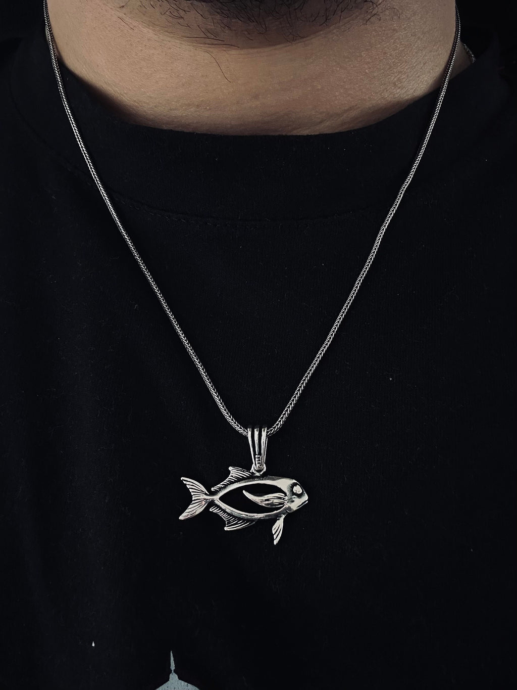 Silver Fish Pendant Necklace, Aquatic Design (Multiple Chain Sizes)