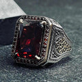 Ruby Signet Ring for Men: Handmade Sterling Silver, Bold Red Gem