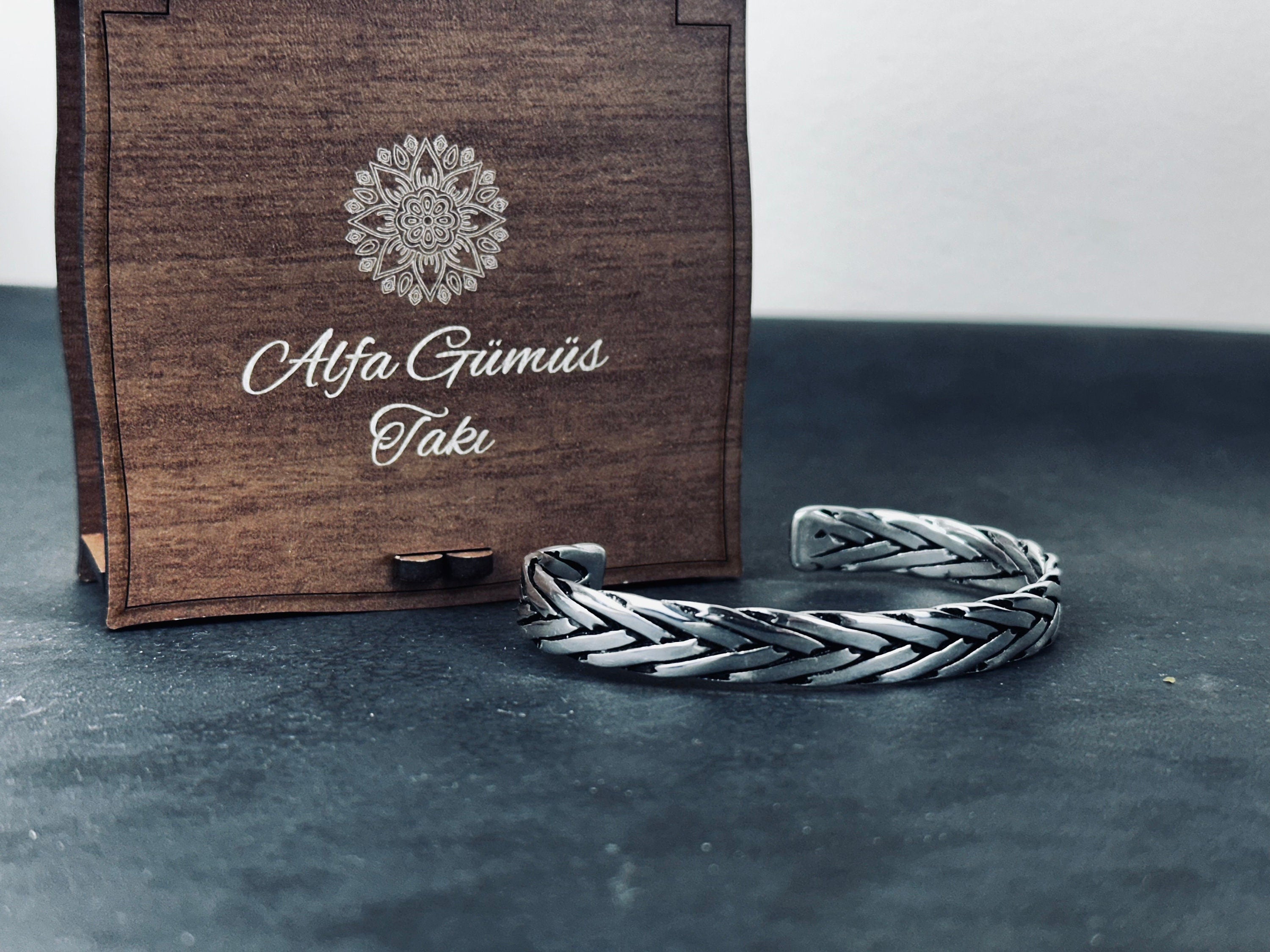 Knitted Sterling Silver Bracelet: Handmade Cuff (Adjustable Size)