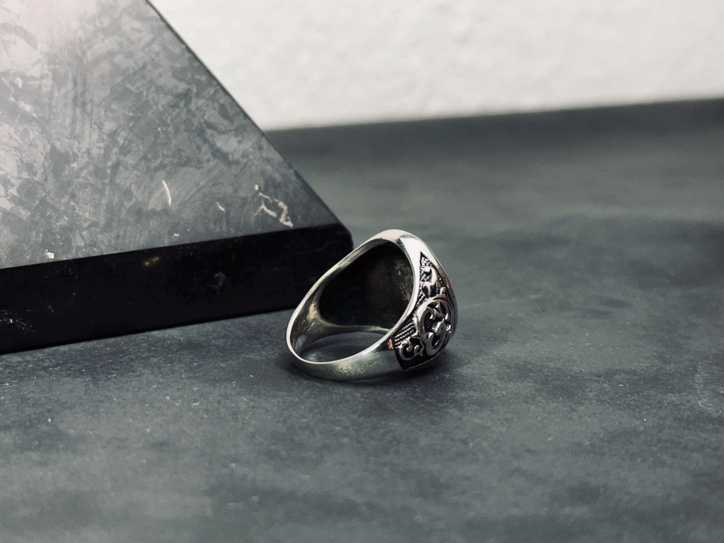 Statement Ring: Double Eagle Sterling Silver (Hand Engraved)