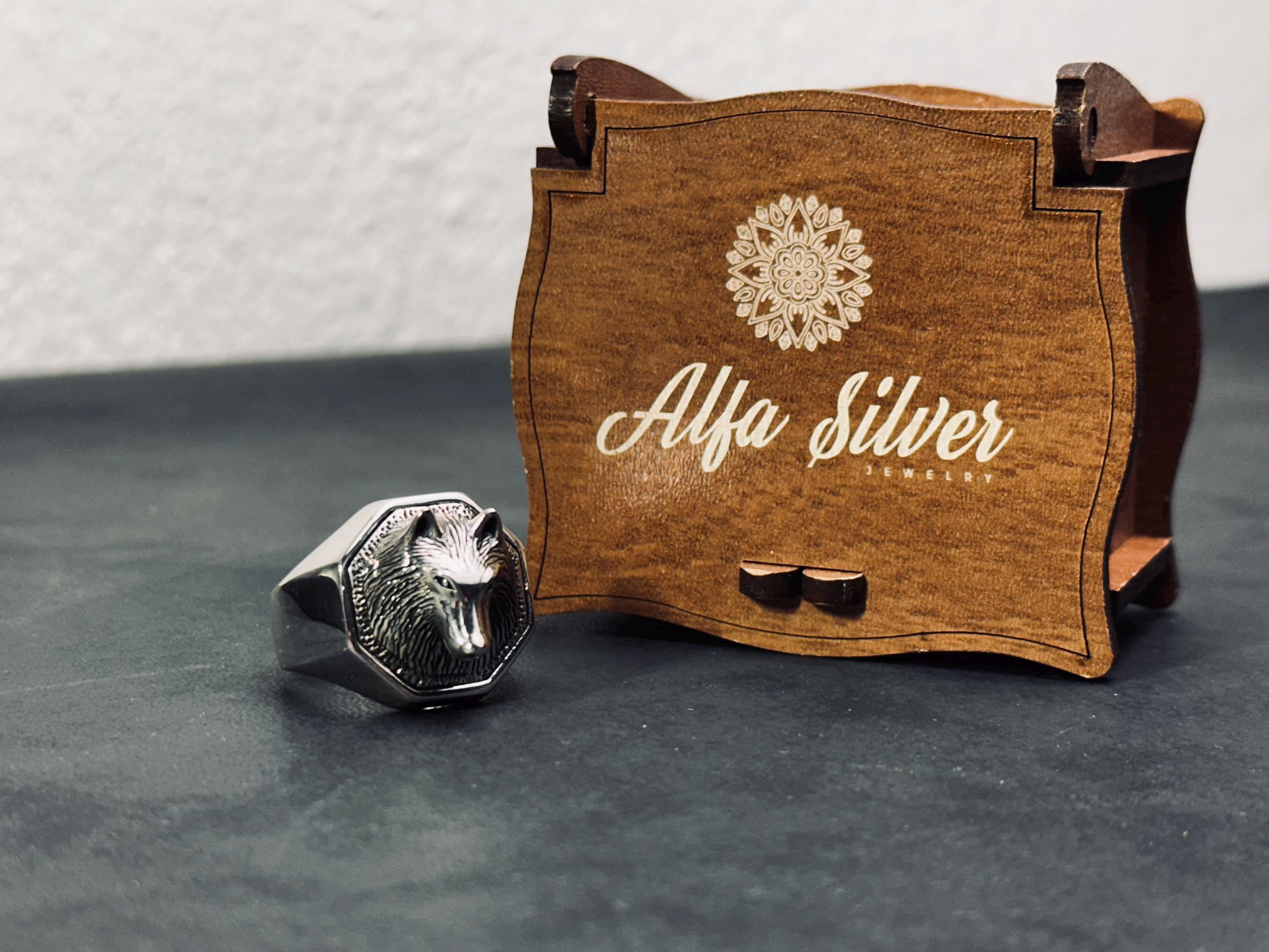 Wolf Statement Ring: Sterling Silver Handmade (Men's Sizes)