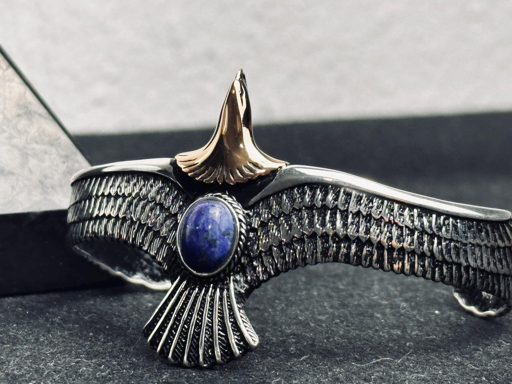 Eagle Bracelet: Lapis Lazuli and Sterling Silver (Handmade Cuff)