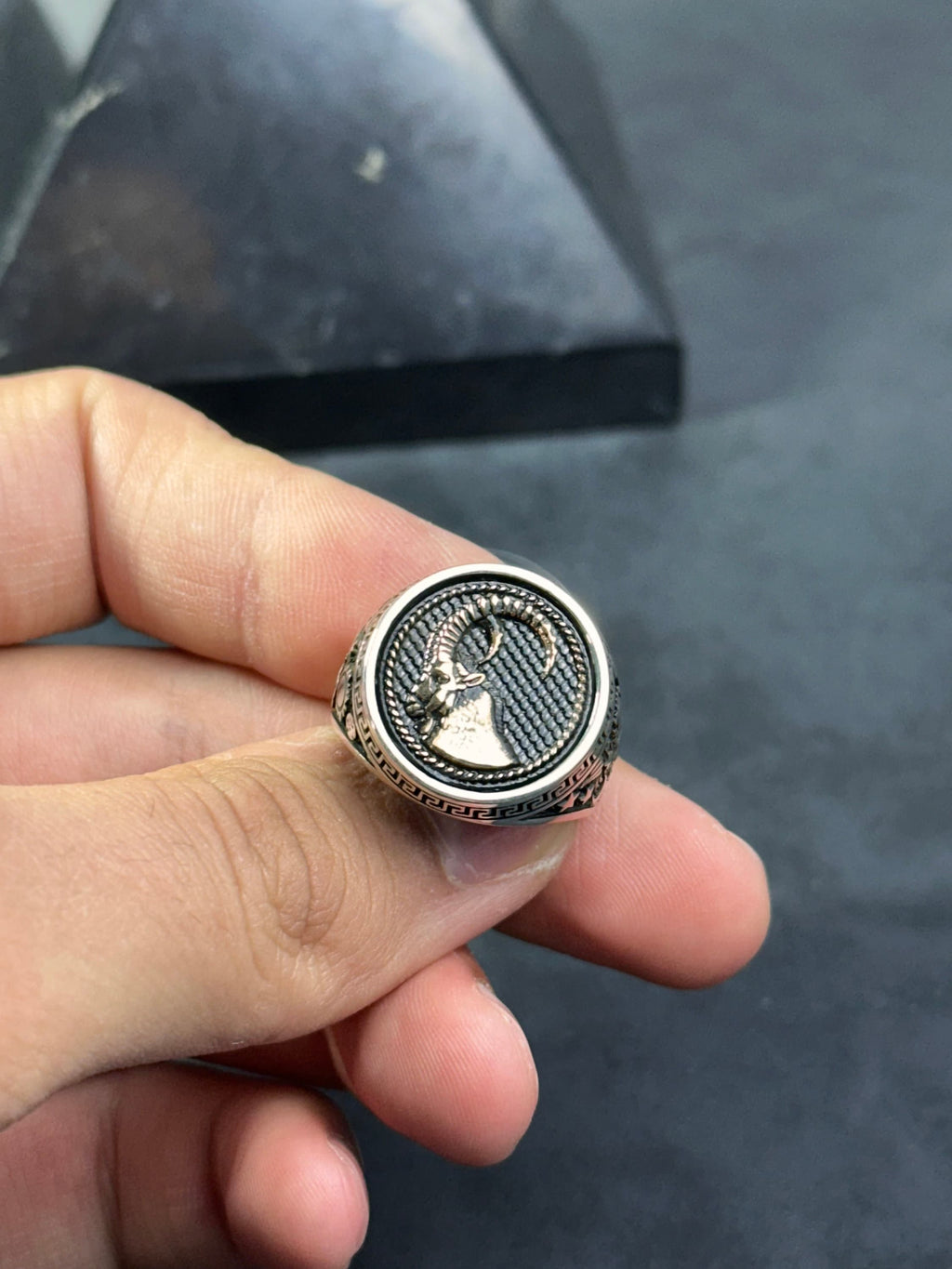 Capricorn Zodiac Ring: Sterling Silver Round Signet - Astrology Jewelry