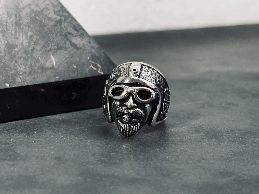 Biker Ring: Sterling Silver Oxidized Style (Handmade Men's Band)