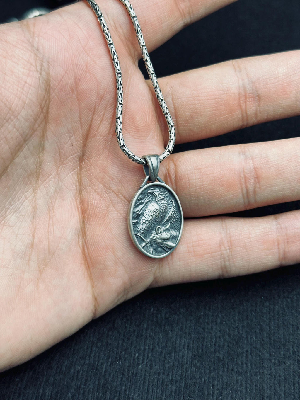 Bald Eagle Pendant Necklace: Sterling Silver - Handmade Soaring Bird