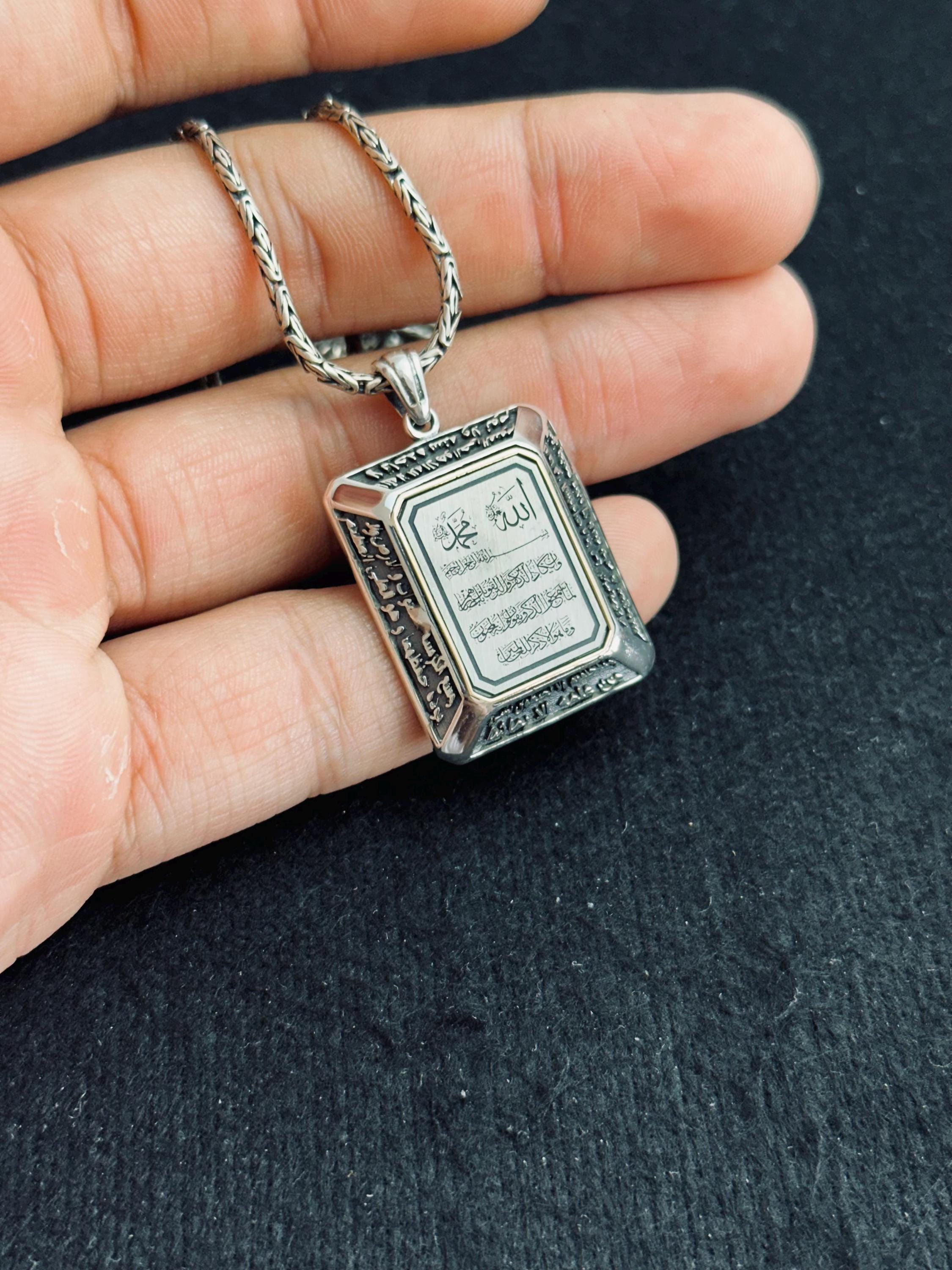 Arabic Ayat Pendant Necklace - Handmade Sterling Silver, Turkish Style