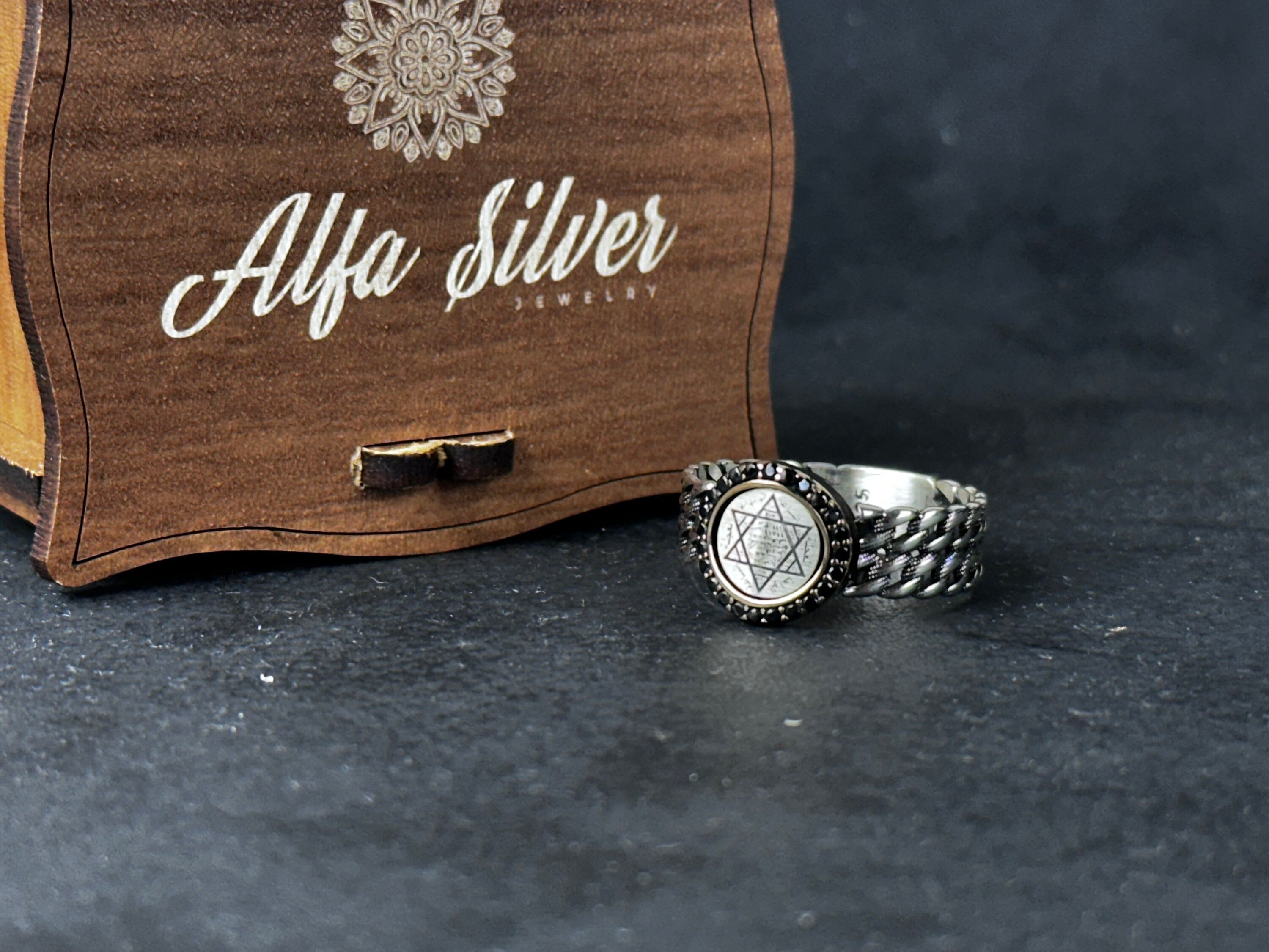 Solomon Seal Ring: Sterling Silver Minimalist - Adjustable Statement