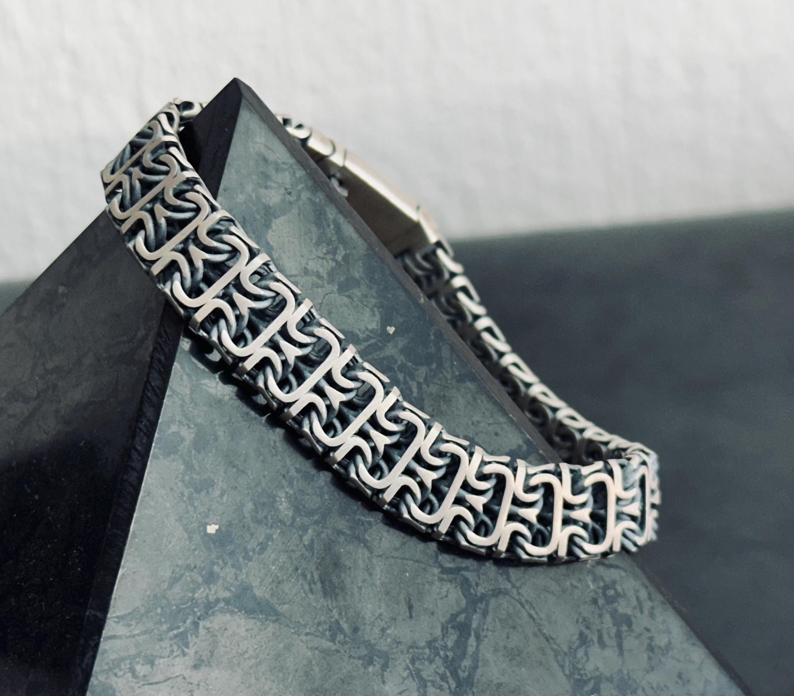 Viking Sterling Silver Bracelet - Bold Franco Link Chain for Men