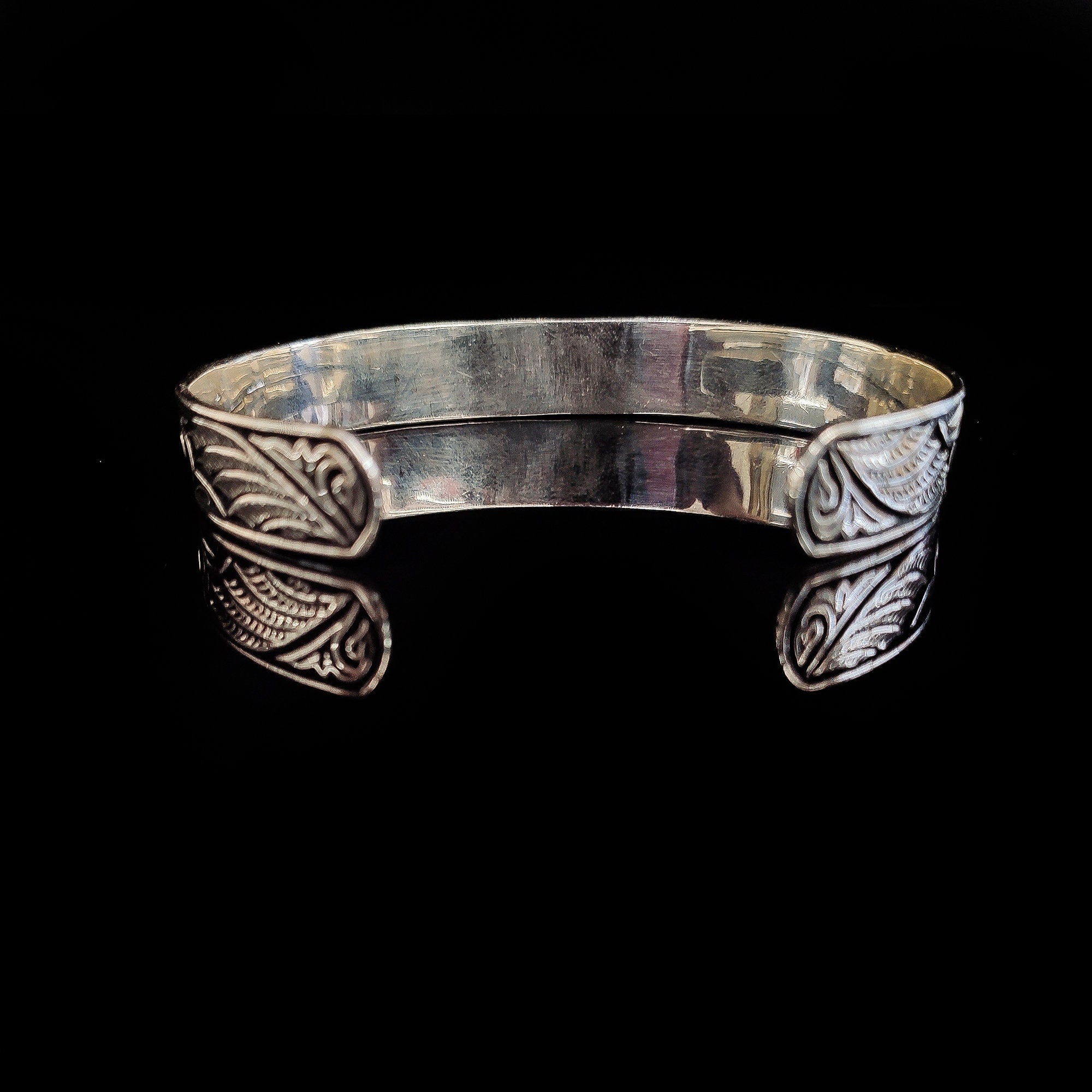 Engraved Sterling Silver Bracelet - Handmade Men's Cuff