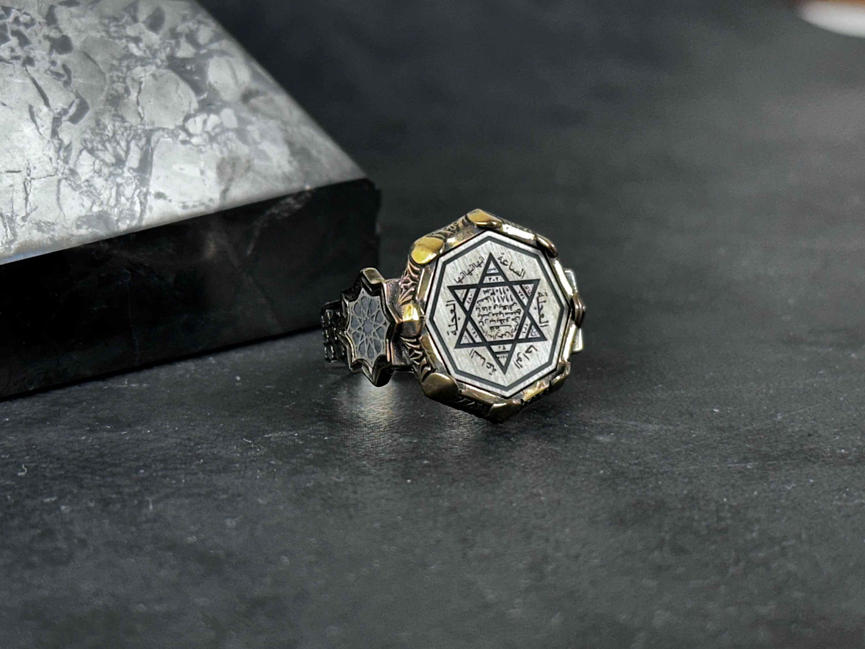 Solomon Seal Ring: Octagonal Sterling Silver - Handmade Design