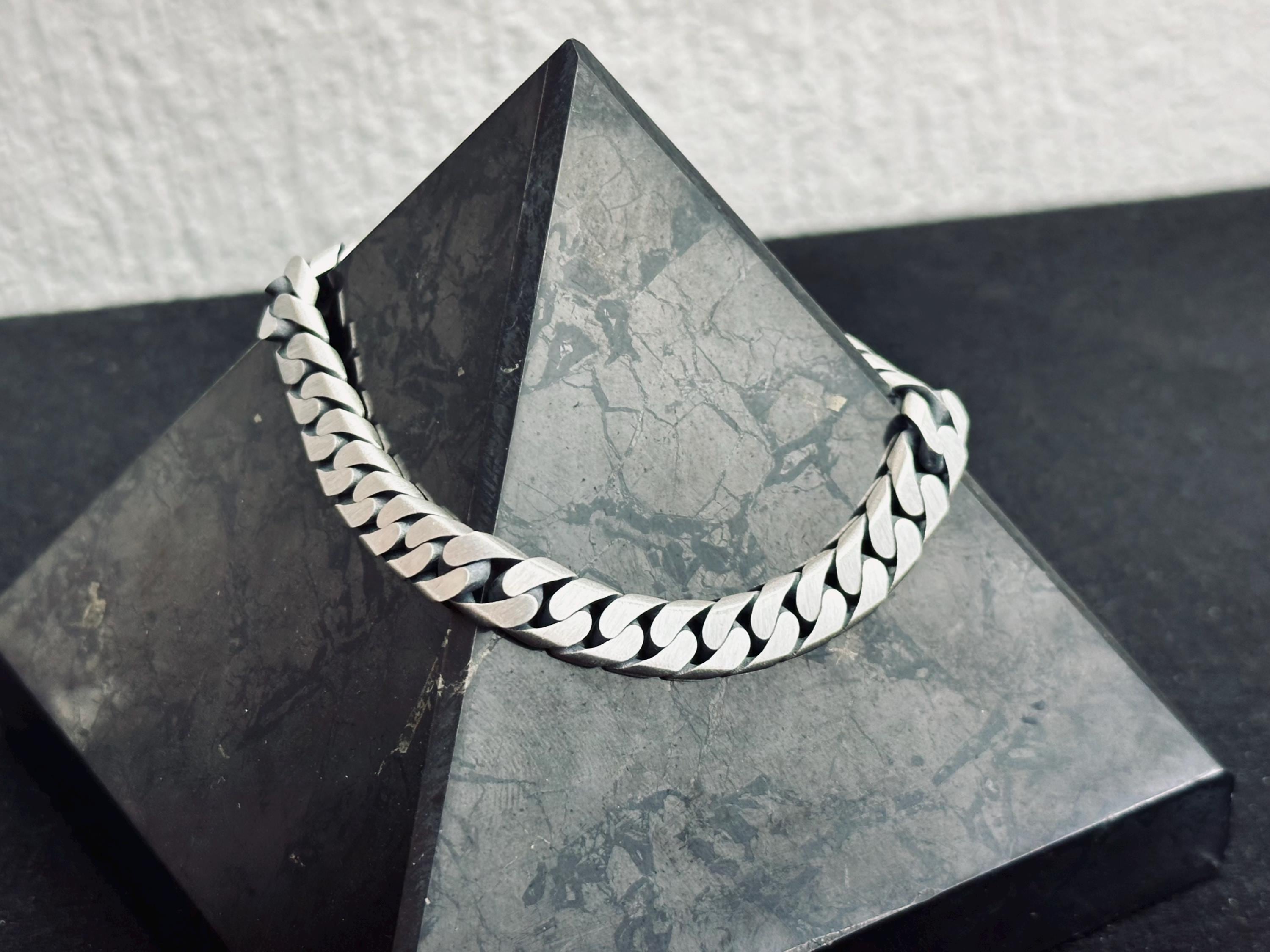 Sterling Silver Men's Chain Bracelet - Handmade Turkish Jewelry