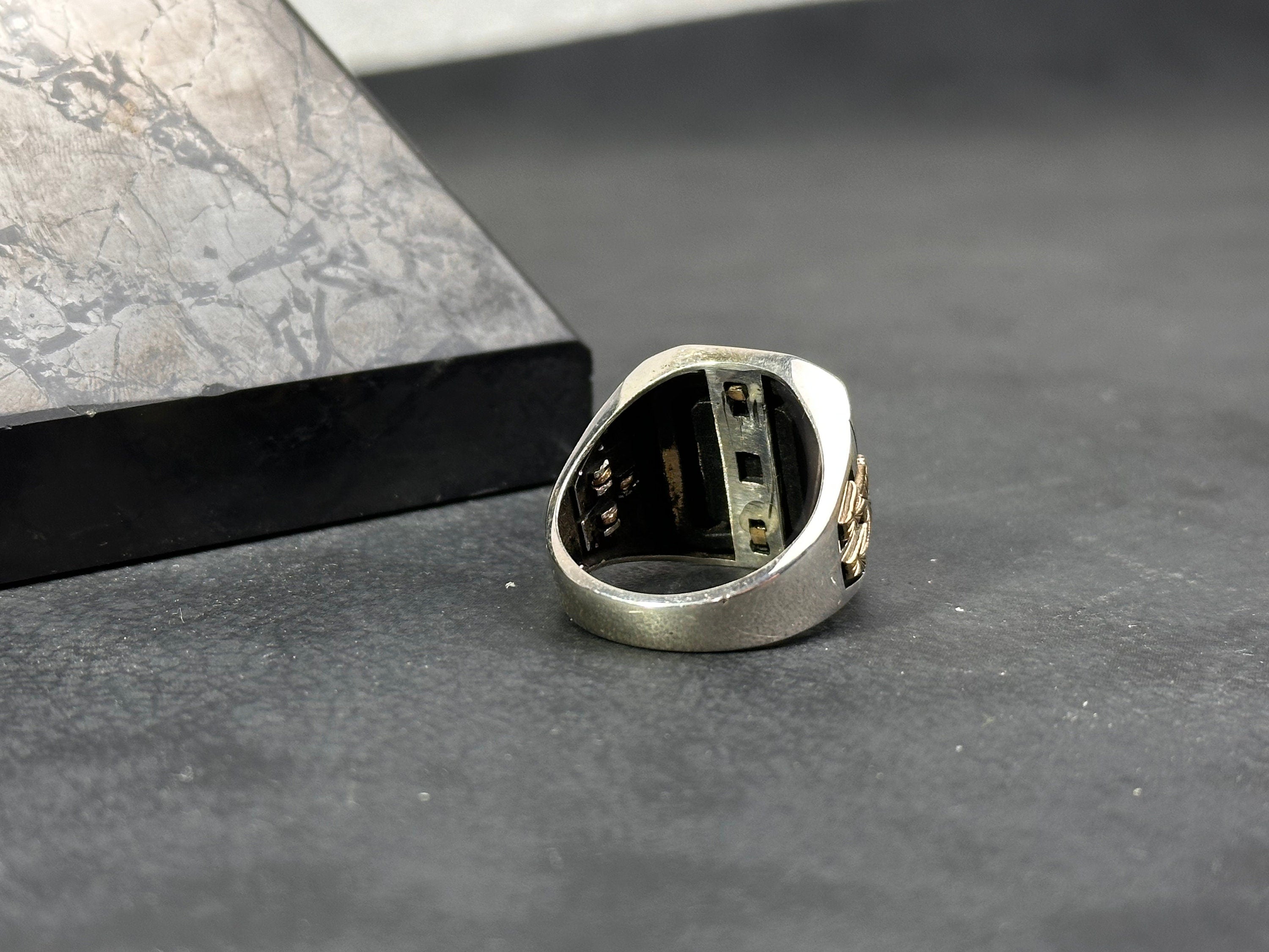 Sunrise Sterling Silver Ring: Square Statement Design (Handmade for Men)